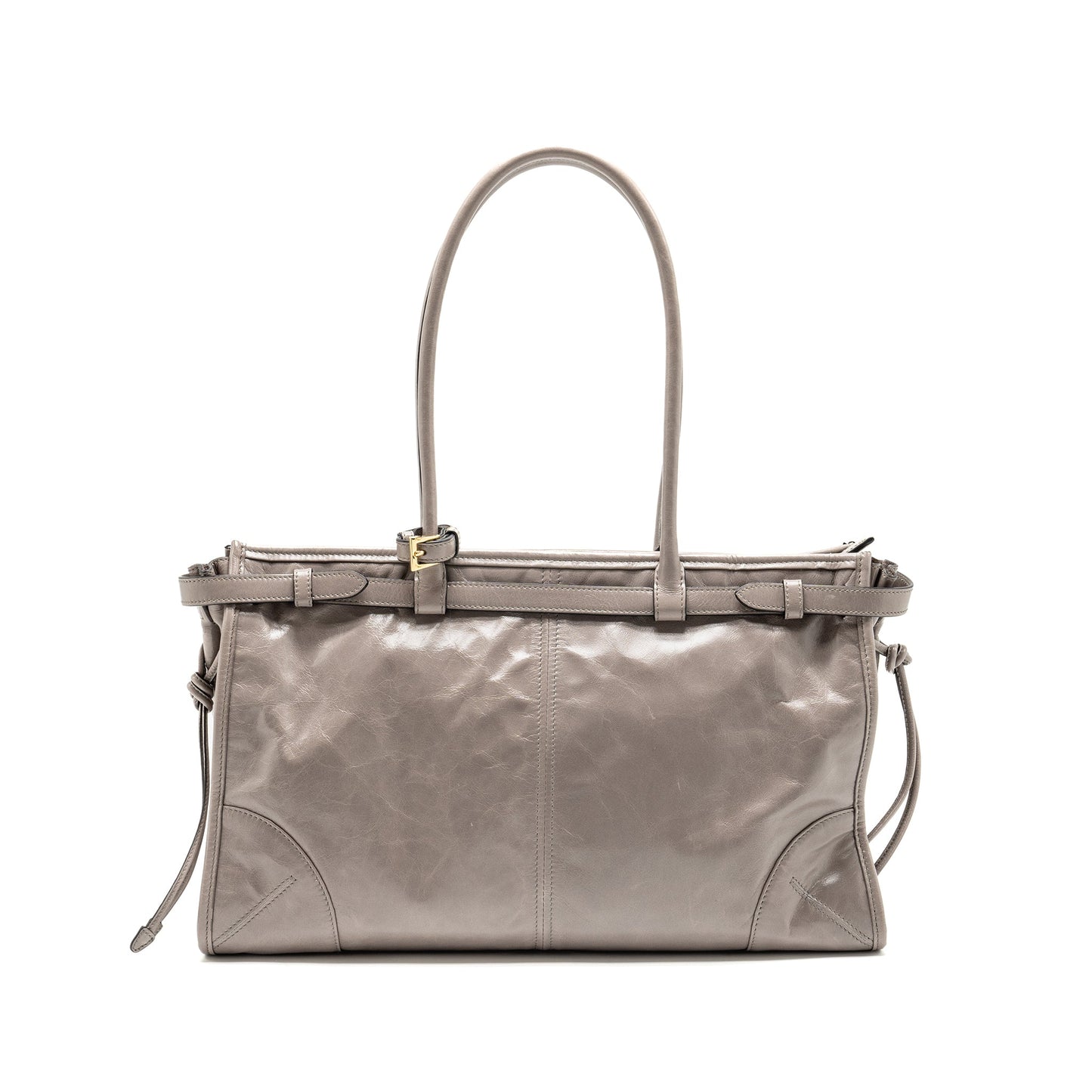 Prada Bonnie Large Handbag Calfskin Grey
