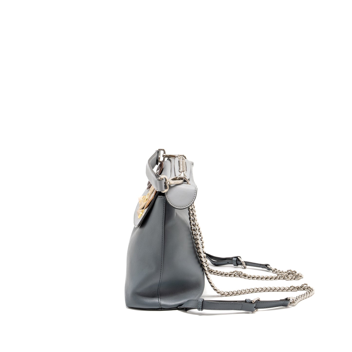 Fendi Flowerland 2 Way Mini Purse Calfskin Grey Multicolour Hardware