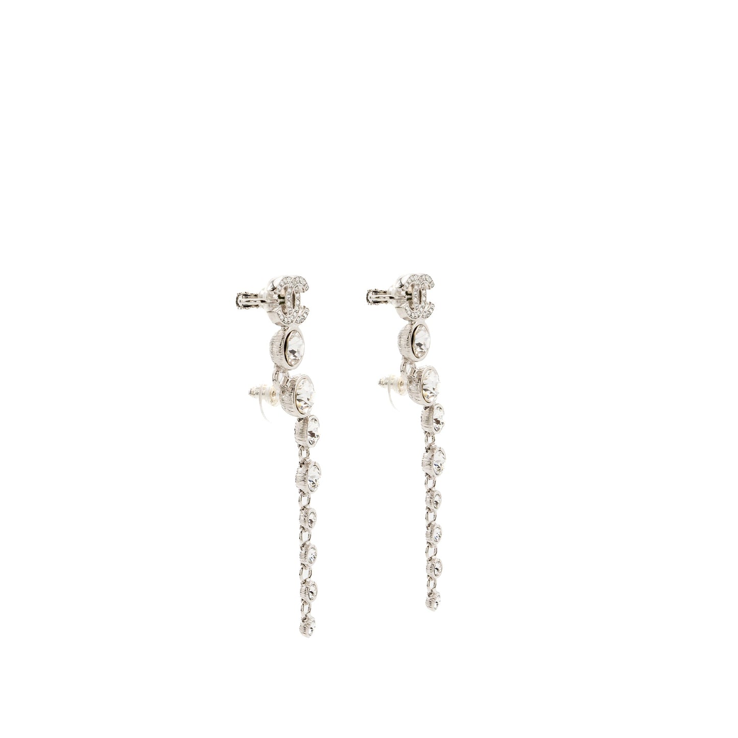 Chanel CC logo Crystal Drop Earrings SHW