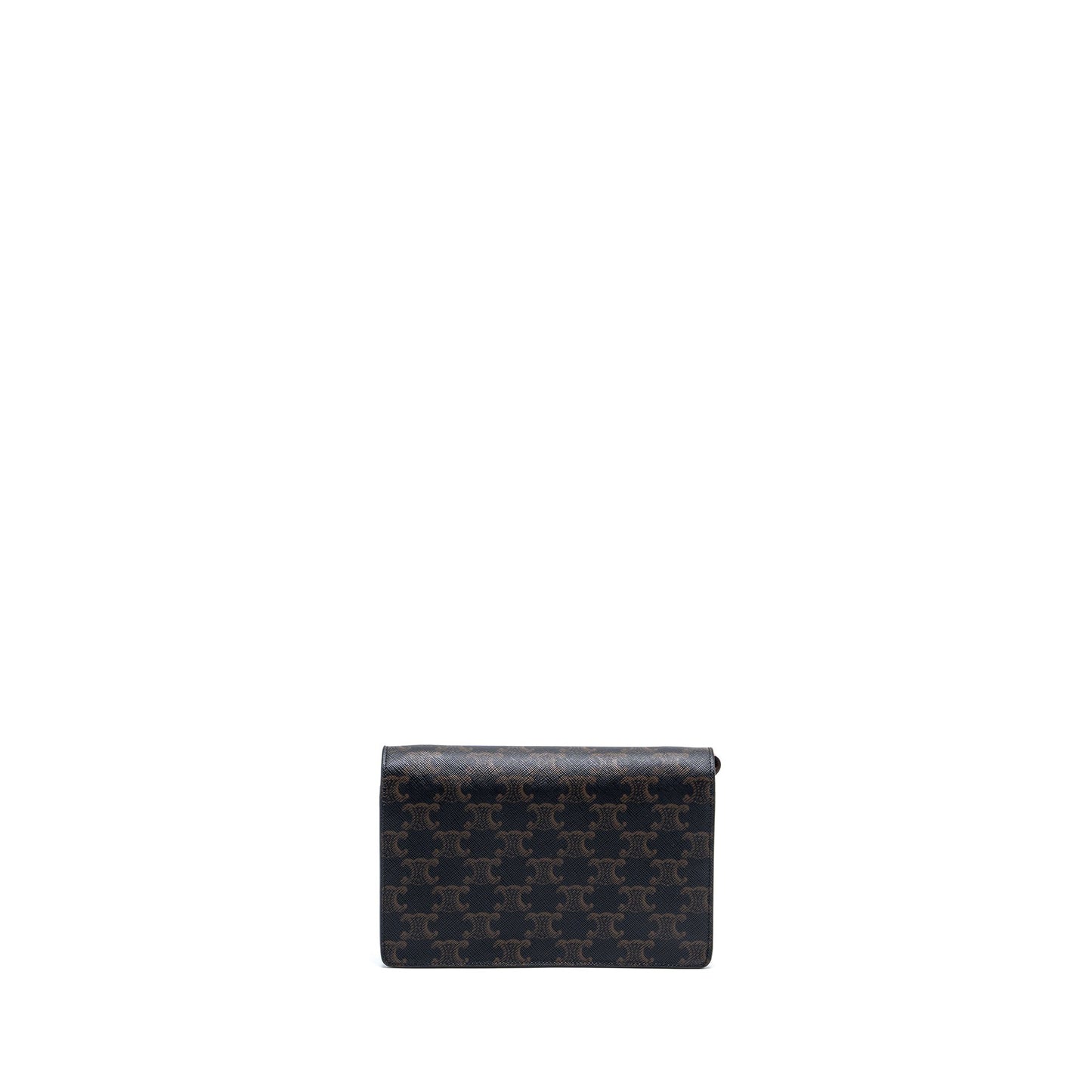 Luxury CELINE Wallet On Strap Triomphe Canvas/Smooth Lambskin Tan