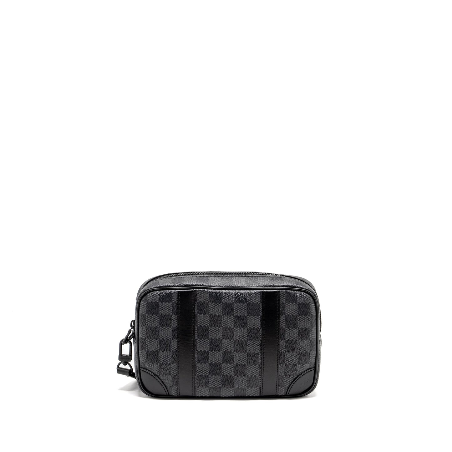 Louis Vuitton Pochette Kasai Clutch Purse Damier Graphite Canvas So Black