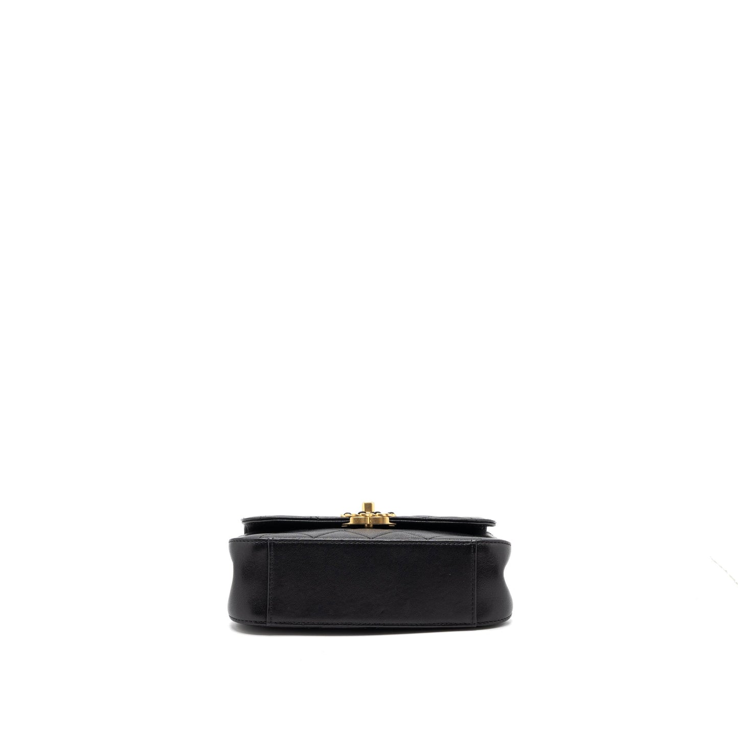 Chanel Top Handle Flap Bag Detailed Logo Goatskin Black GHW