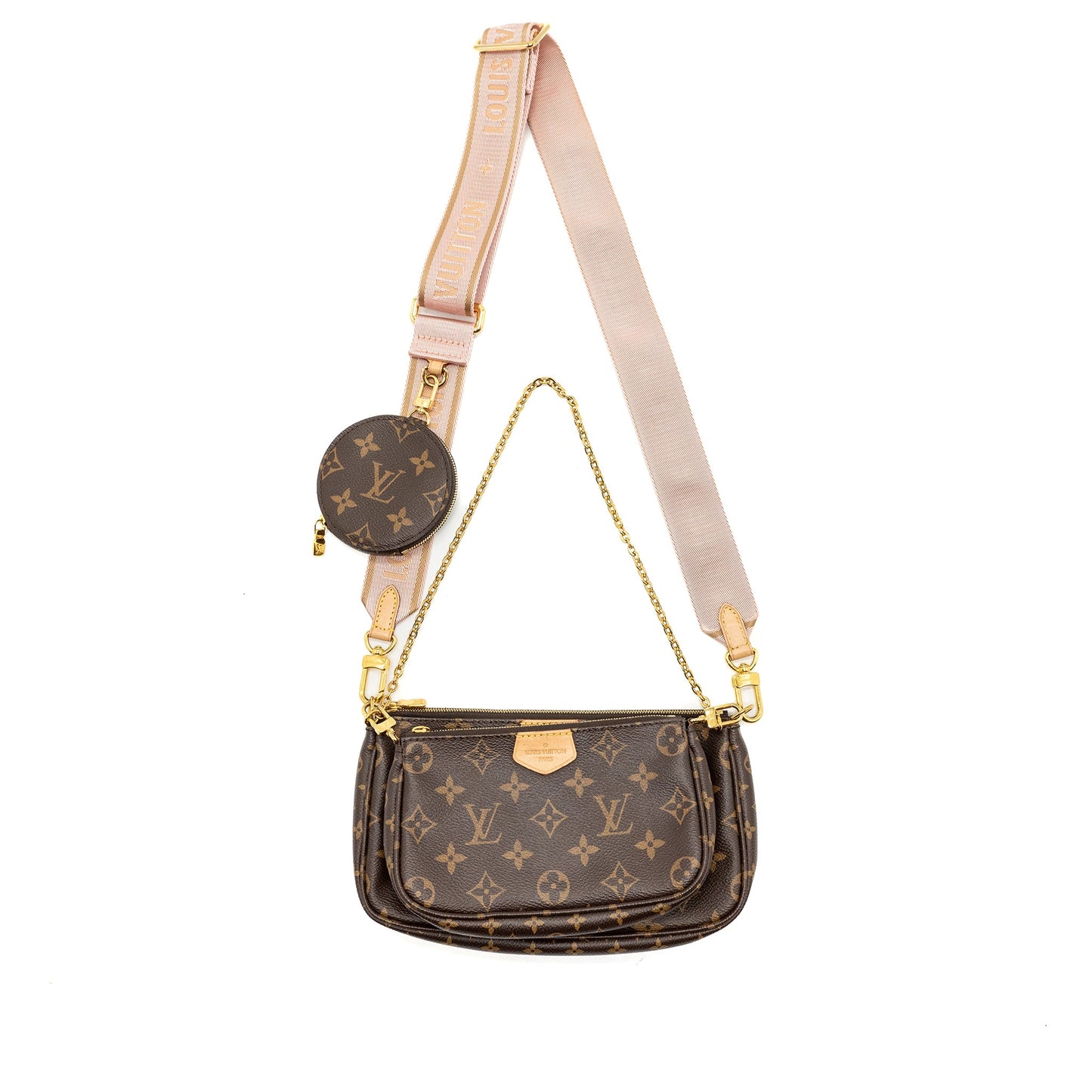 Louis Vuitton Multi Pochette Rose Clair Strap Monogram Canvas