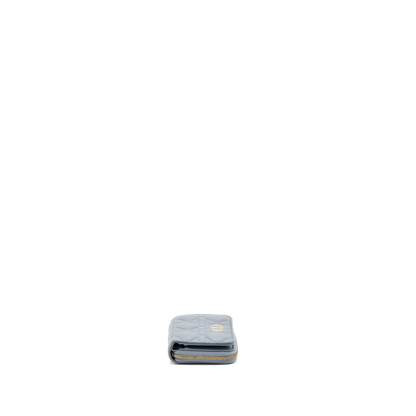 Dior Caro Scarlet Zipped Wallet Cannage Calfskin Cloud Blue