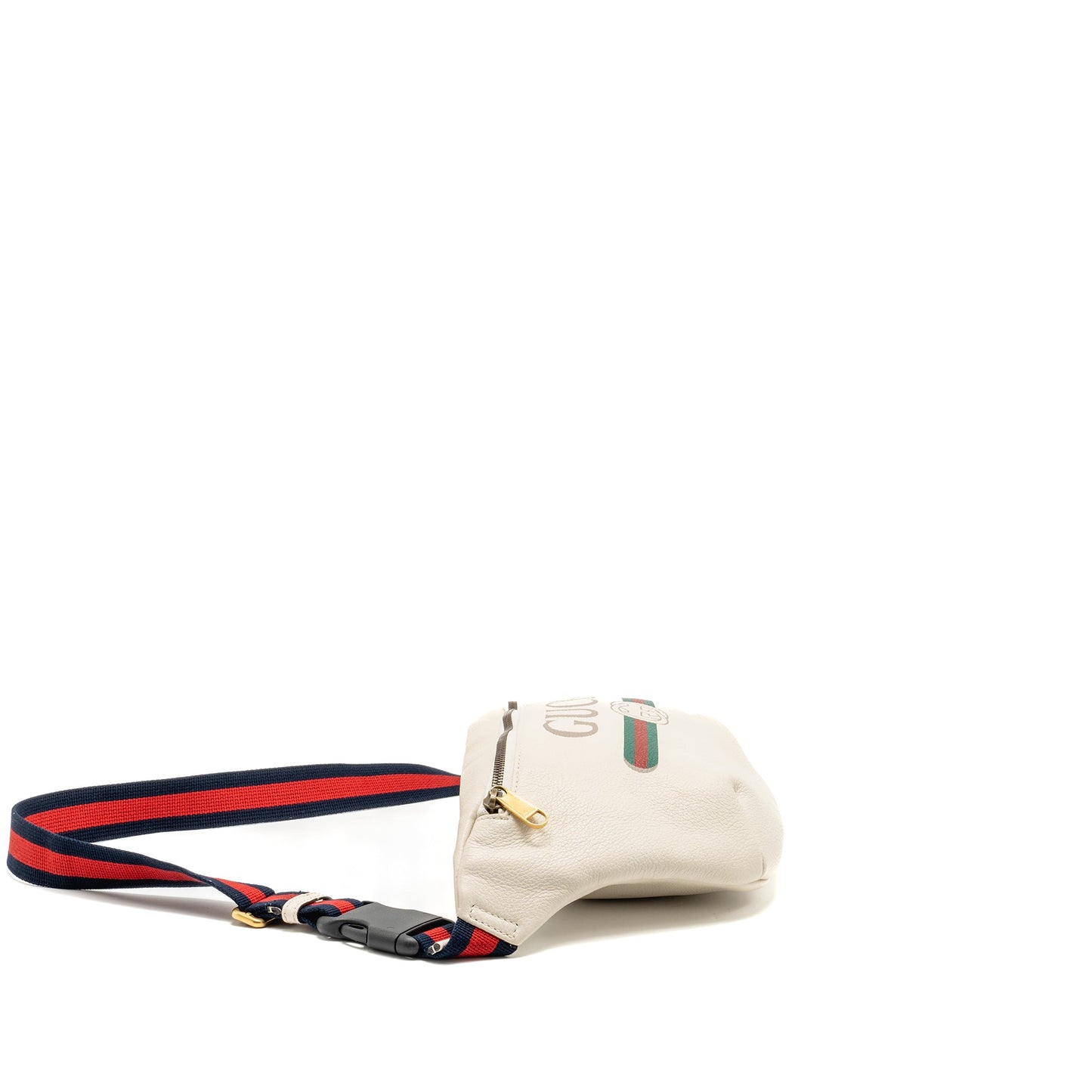 Gucci Logo Print Belt Purse Calfskin White