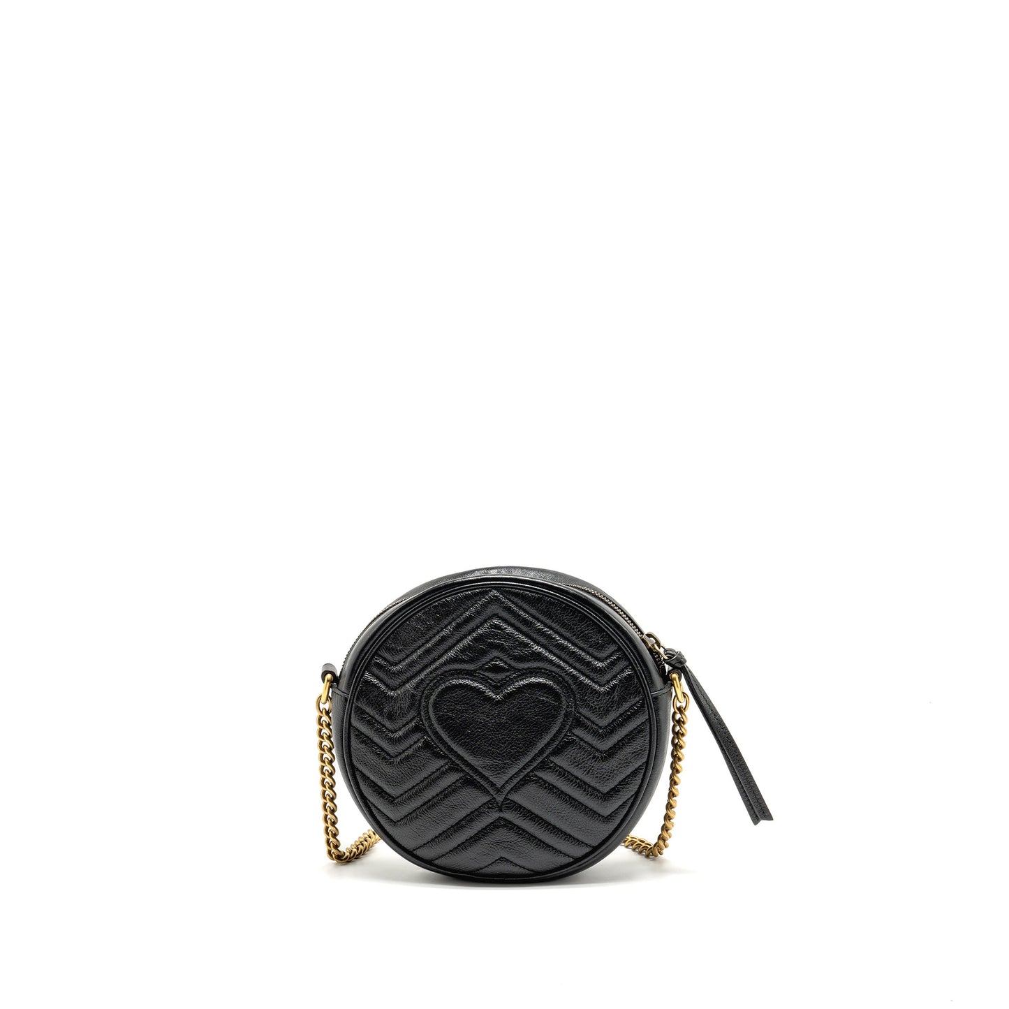Gucci Marmont Round Crossbody Purse Calfskin Black
