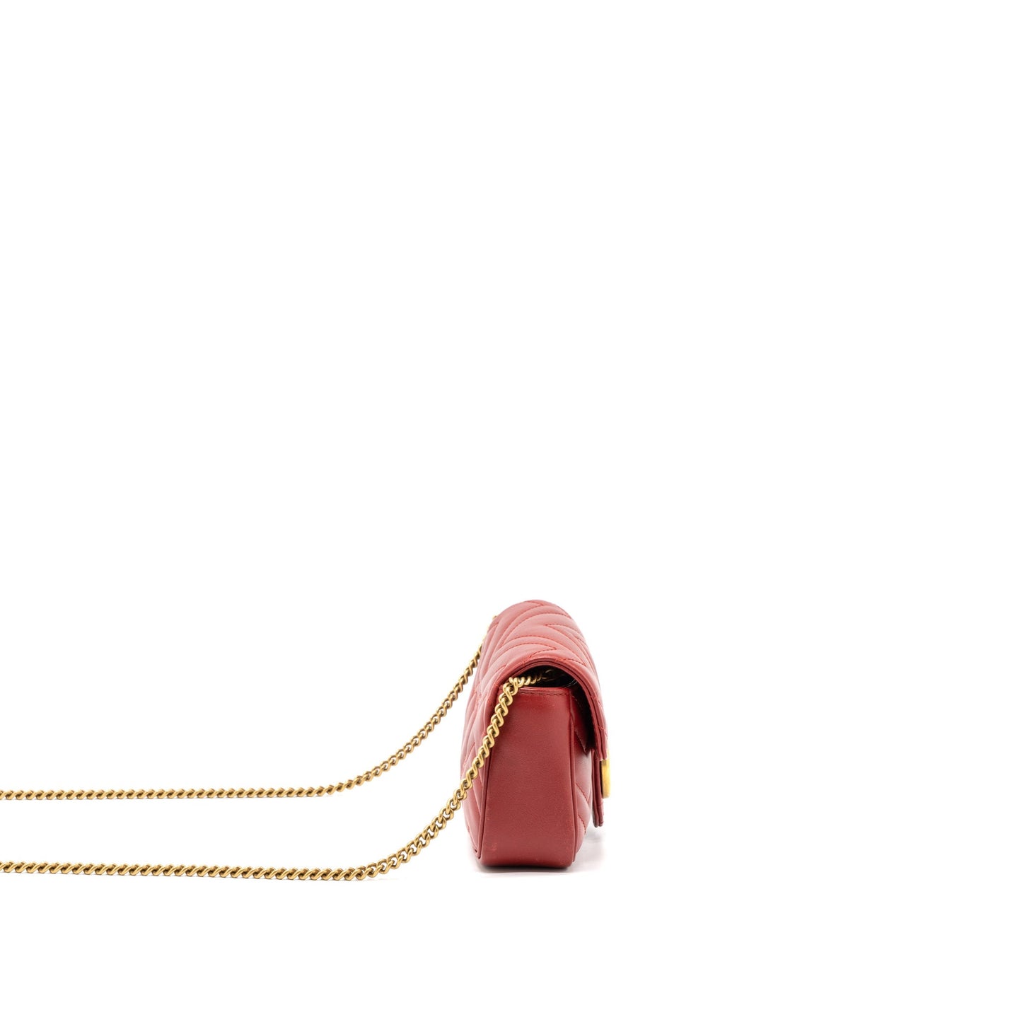 Gucci Marmont Super Mini Purse Calfskin Red Brushed