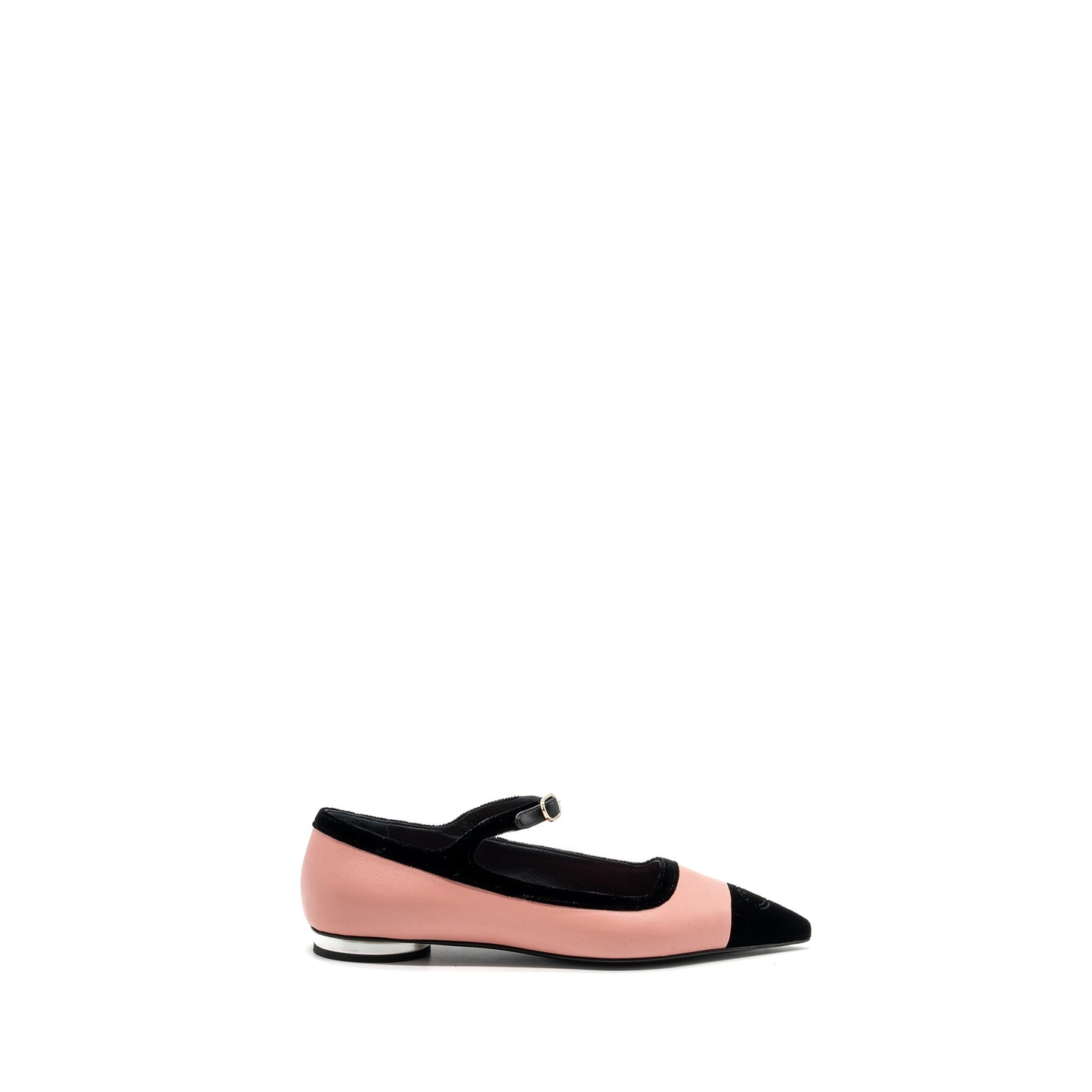 Chanel size 39.5 22K mery janes shoes lambskin / velvet pink / black LGHW