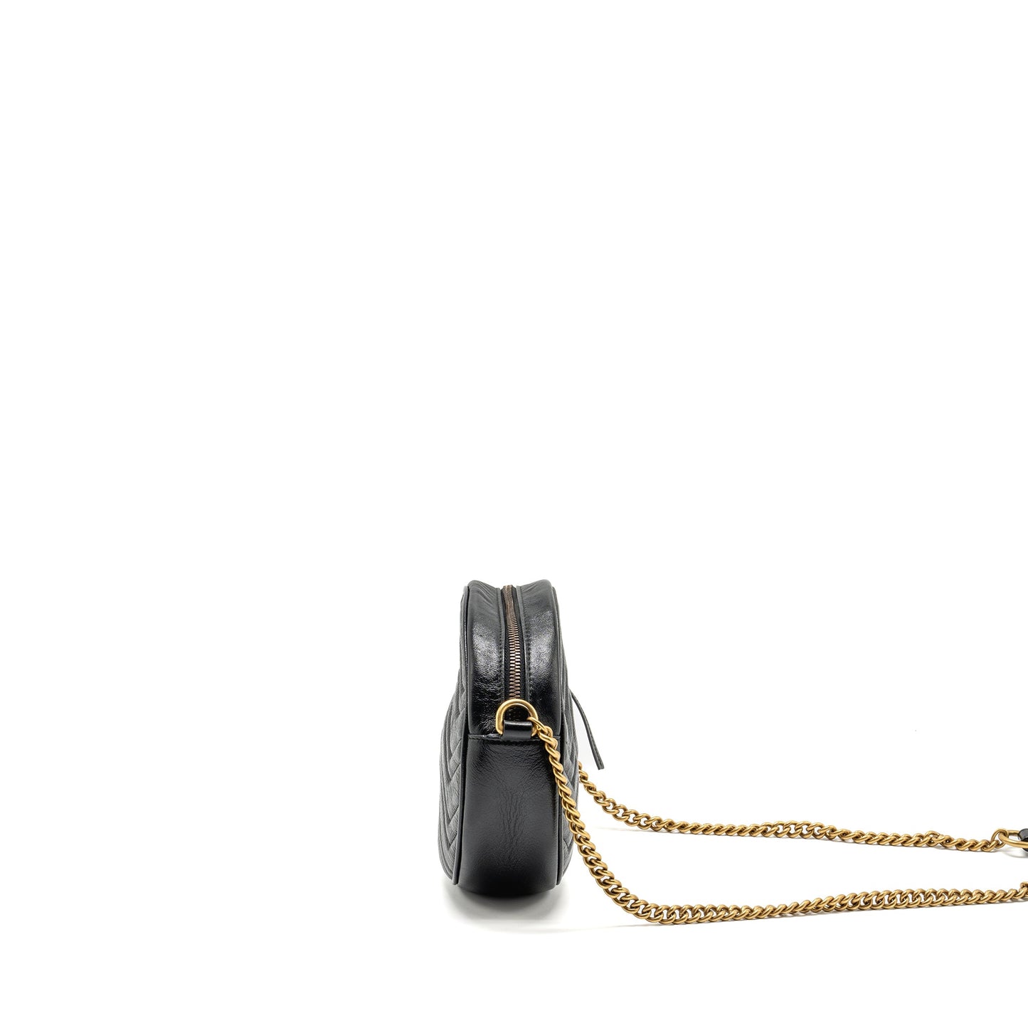 Gucci Marmont Round Crossbody Purse Calfskin Black
