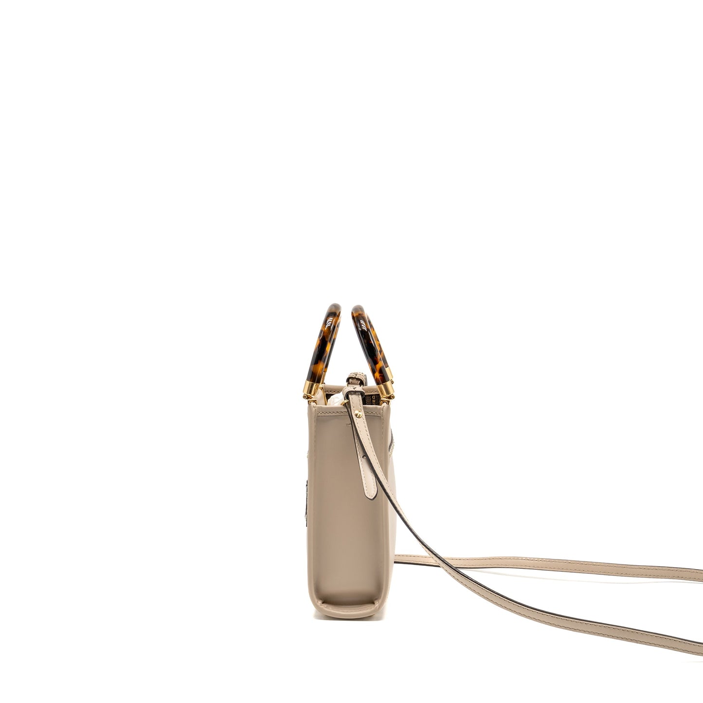 Fendi Mini Sunshine Shopper/Tote Purse Leather Light Grey