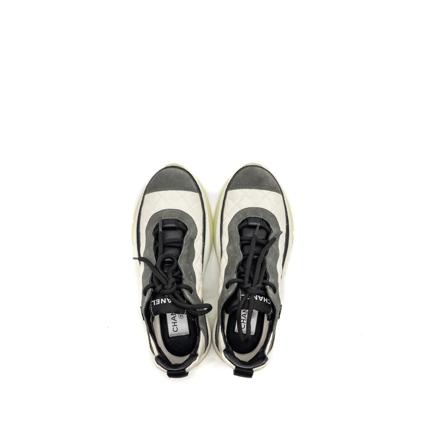 Chanel Size 37 CC and Letter Logo Sneakers Suede/Fabric Black/White