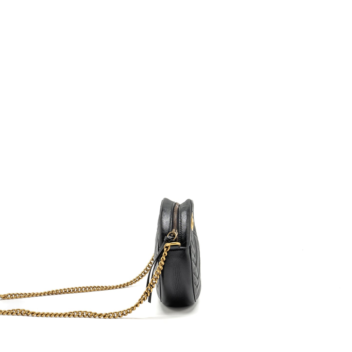 Gucci Marmont Round Crossbody Purse Calfskin Black