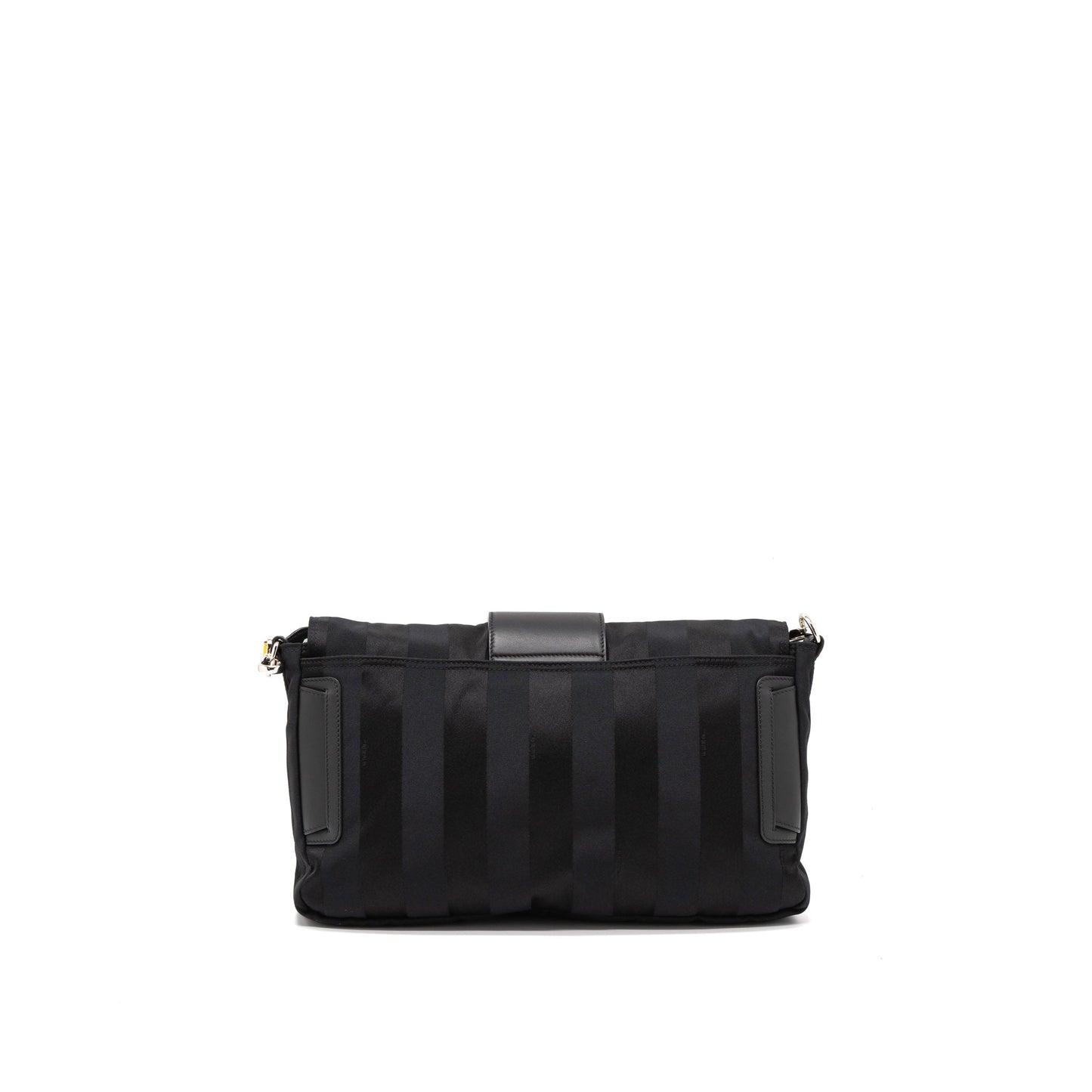 Fendi 20FW Large Baguette Purse Nylon/Leather Black/Yellow