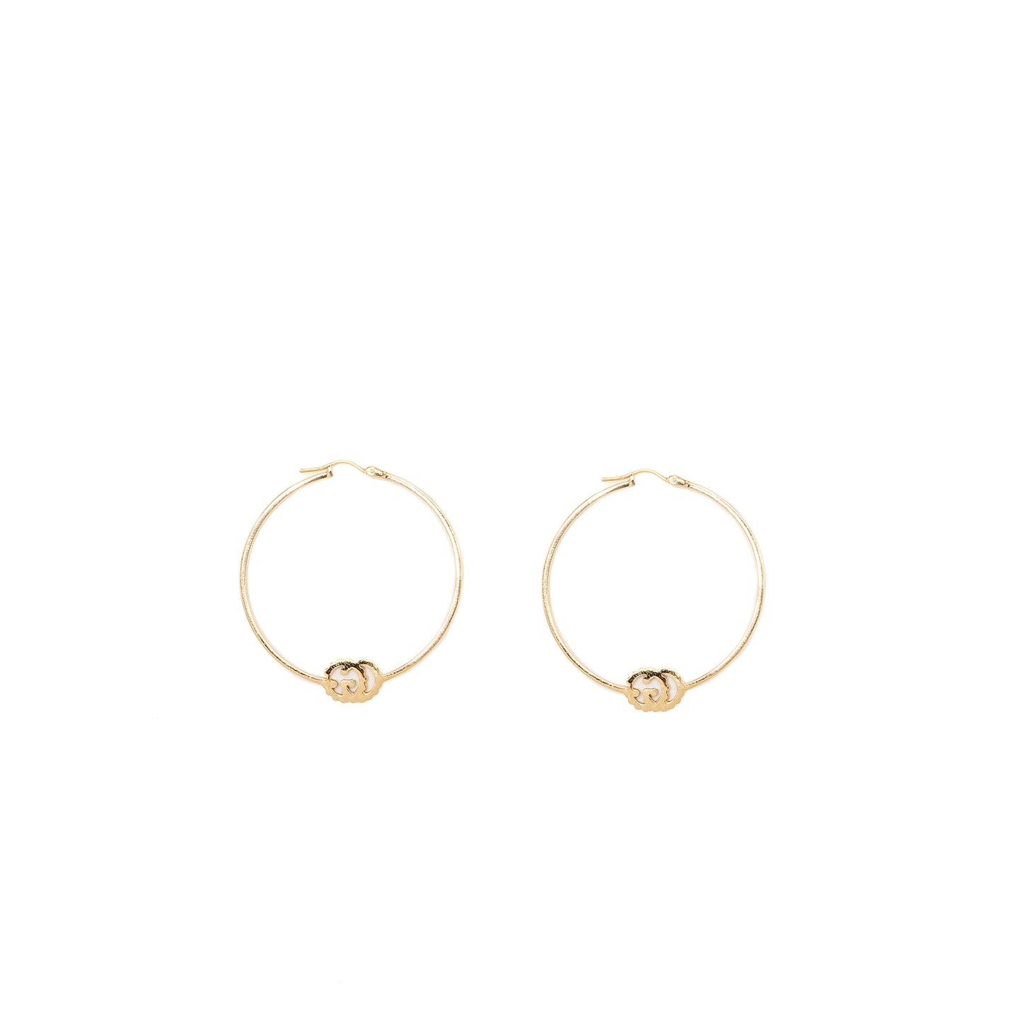 Gucci Logo Large Running Hoop Earrings 18K Yellow Gold/Diamonds