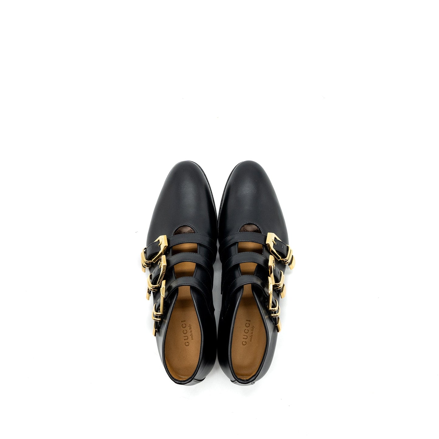 Gucci size 38 triple buckle ankle boots black