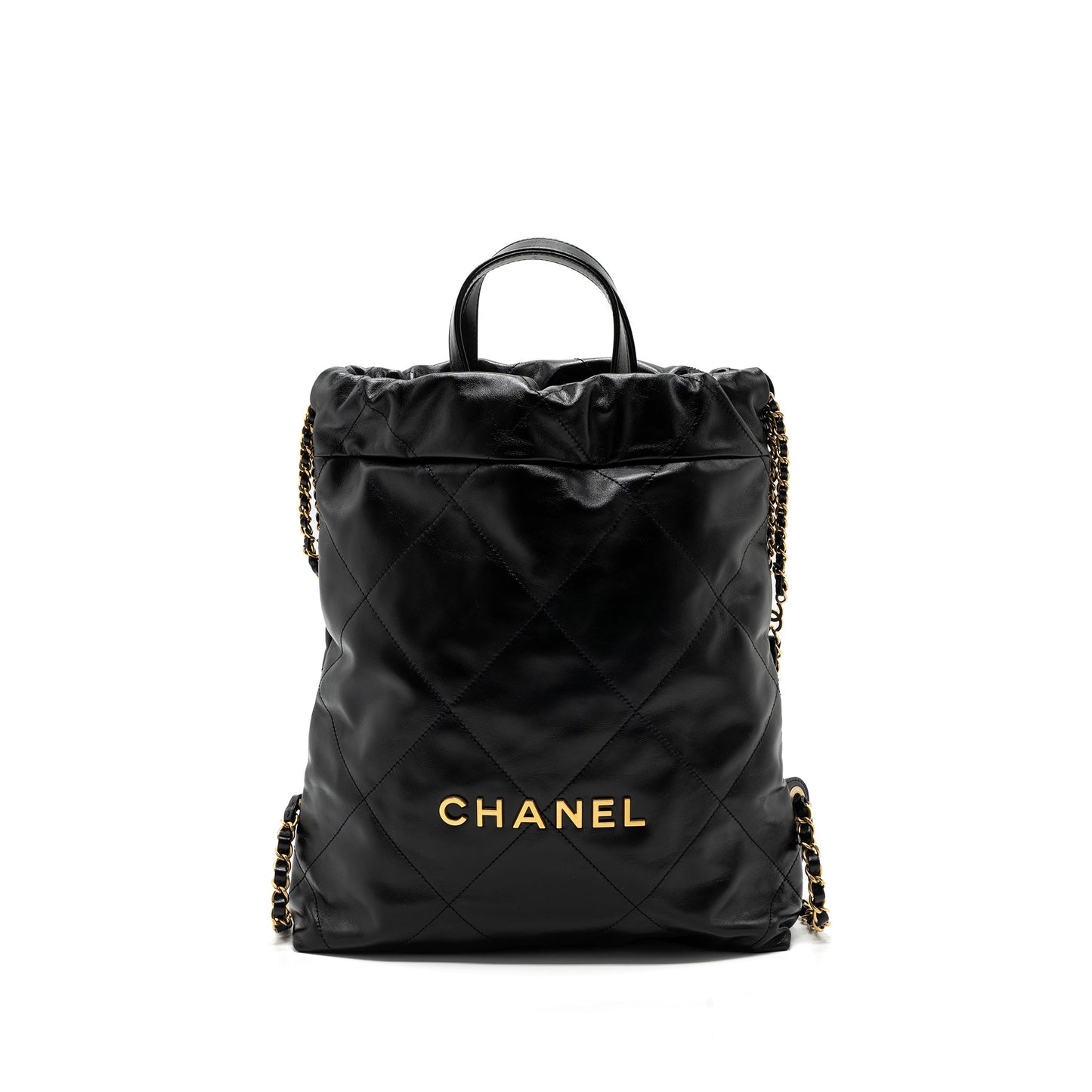 Chanel 22 Backpack Shiny Calfskin Black GHW(Microchip)