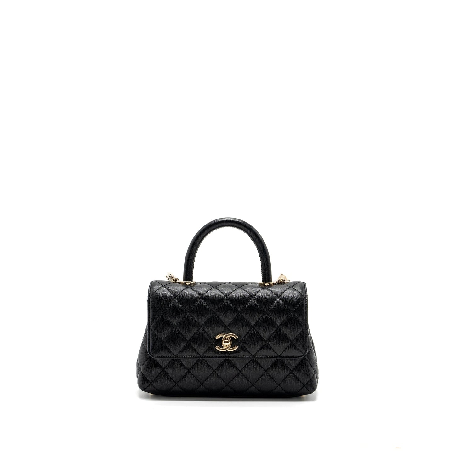 Chanel small coco handle caviar black LGHW (microchip)