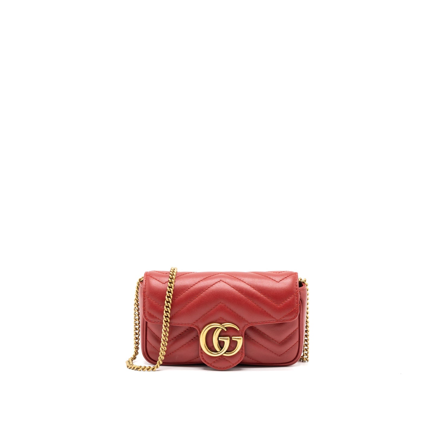 Gucci Marmont Super Mini Purse Calfskin Red Brushed