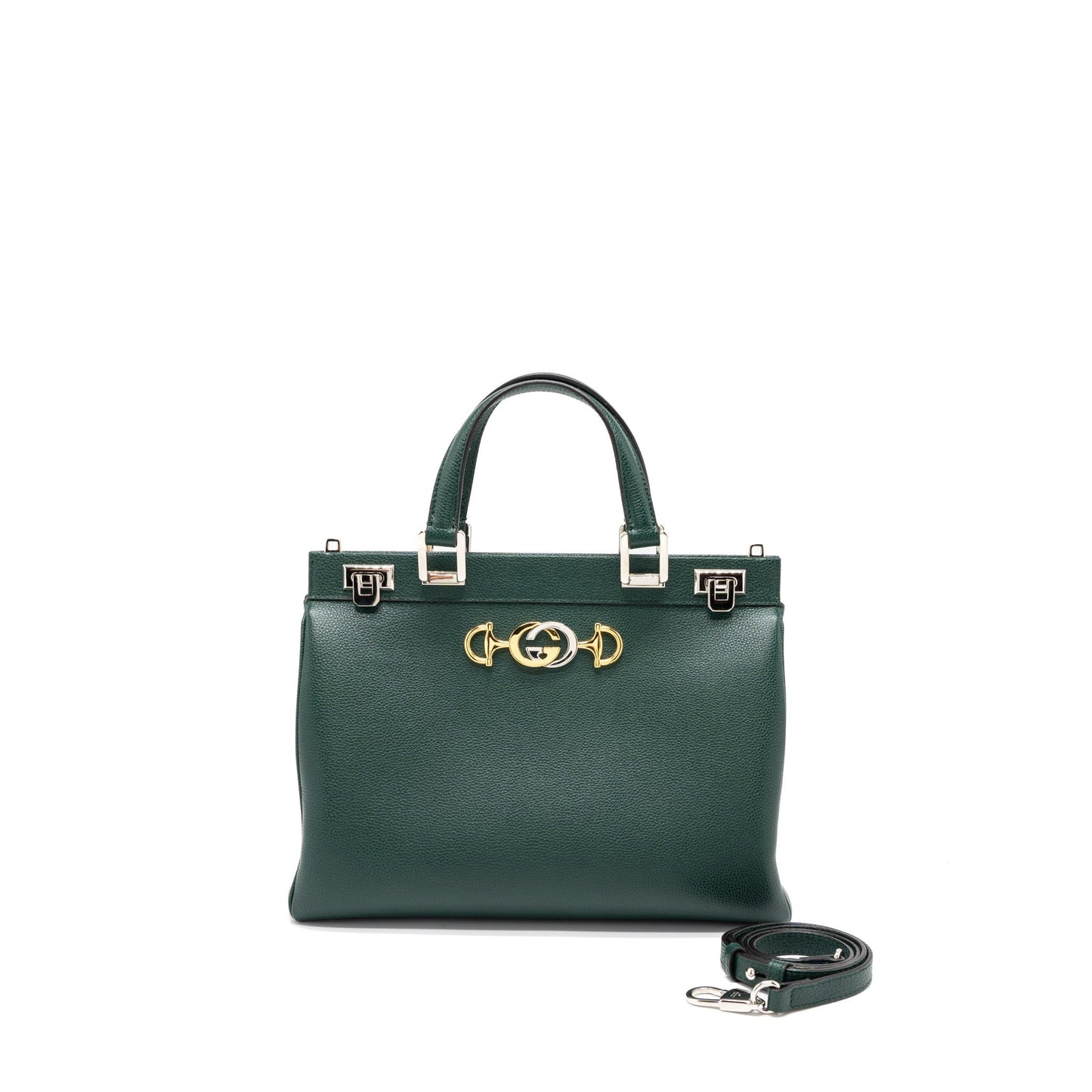 Gucci Top Handle Zumi Purse Calfskin Green Multicolour Hardware