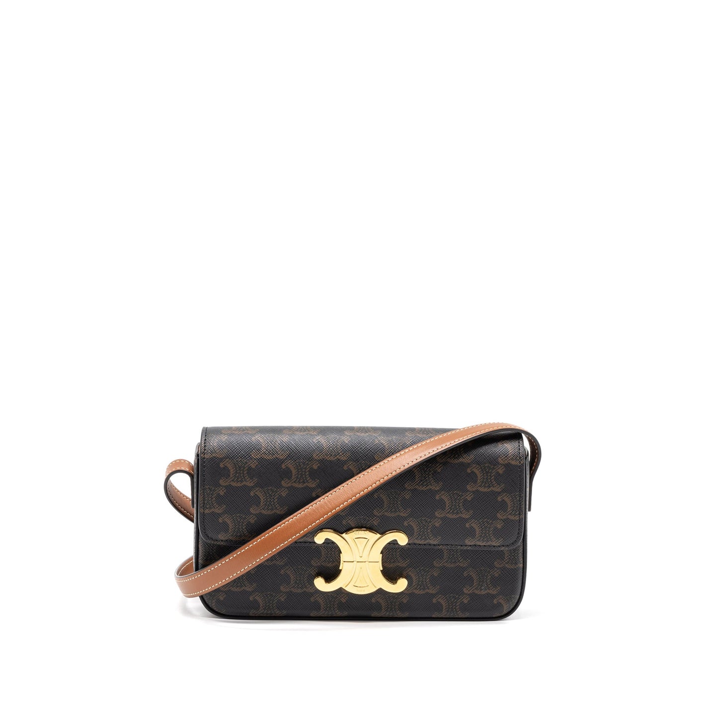 Celine Triomphe Mini Purse Calfskin/Triomphe Canvas Brown/Multicolour