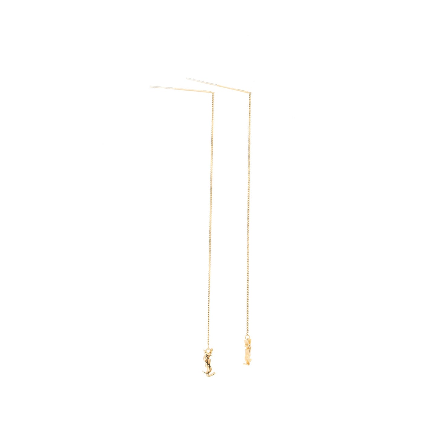 Saint Laurent/ Logo Dropped Earrings Gold Tone