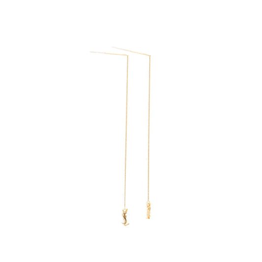 Saint Laurent/ Logo Dropped Earrings Gold Tone