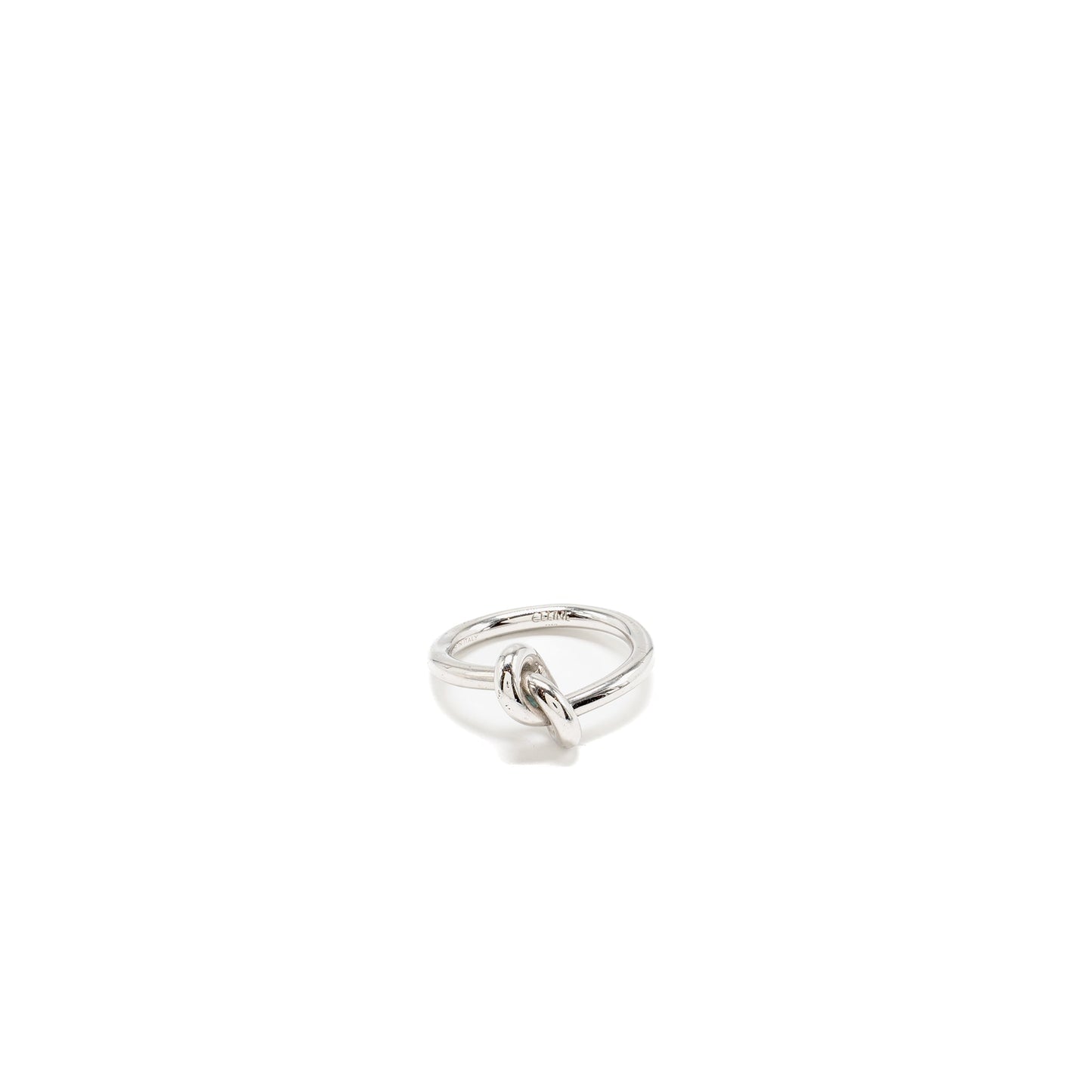 Luxury CELINE Size 52 Knot Ring Brass Rhodium Silver Tone