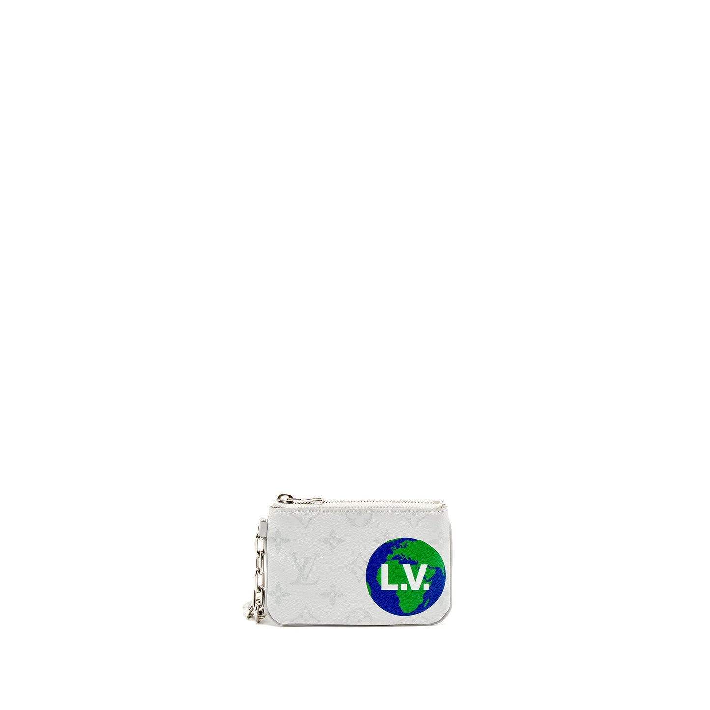 Louis Vuitton Earth Printed Zipped Pouch Coin Purse Monogram Canvas White