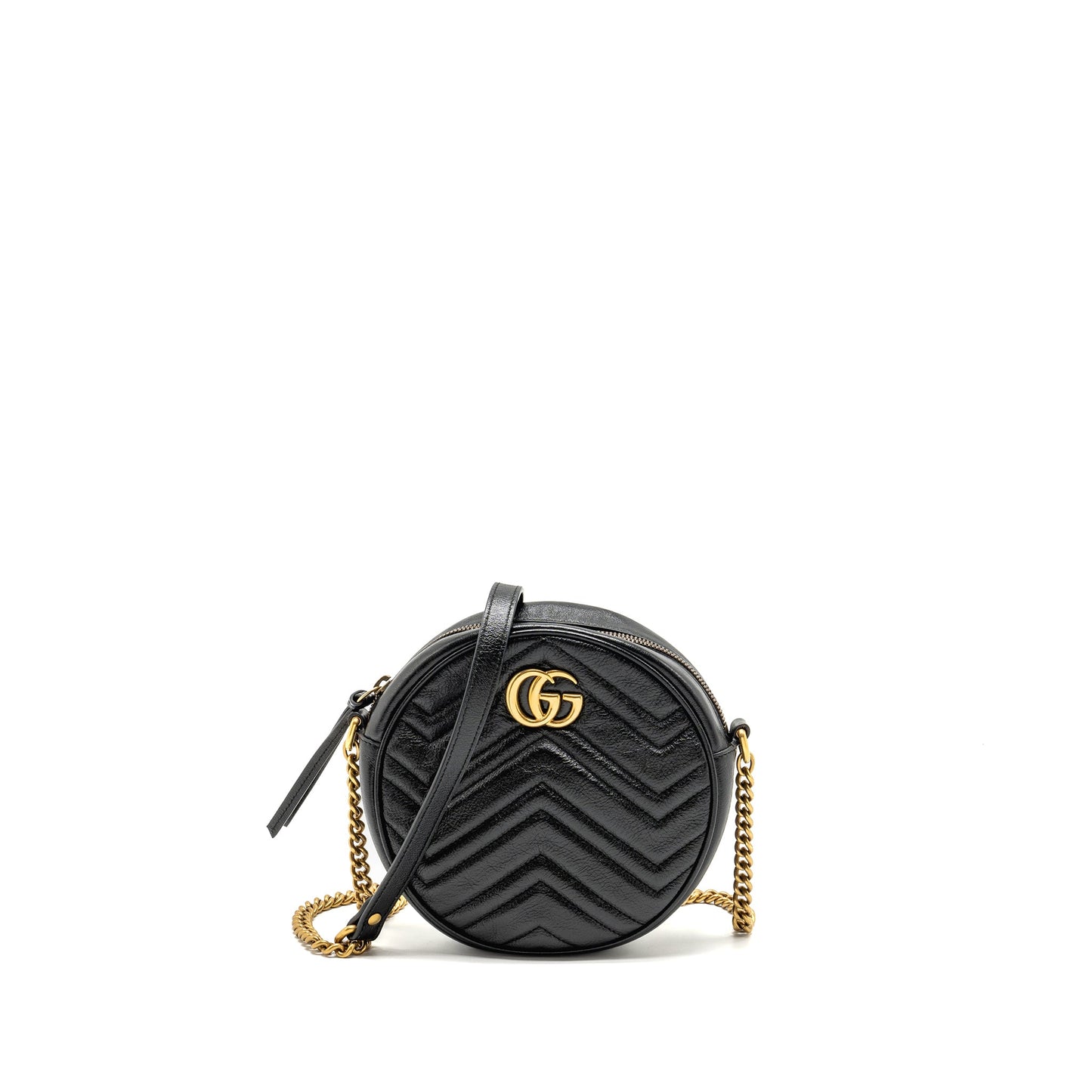 Gucci Marmont Round Crossbody Purse Calfskin Black