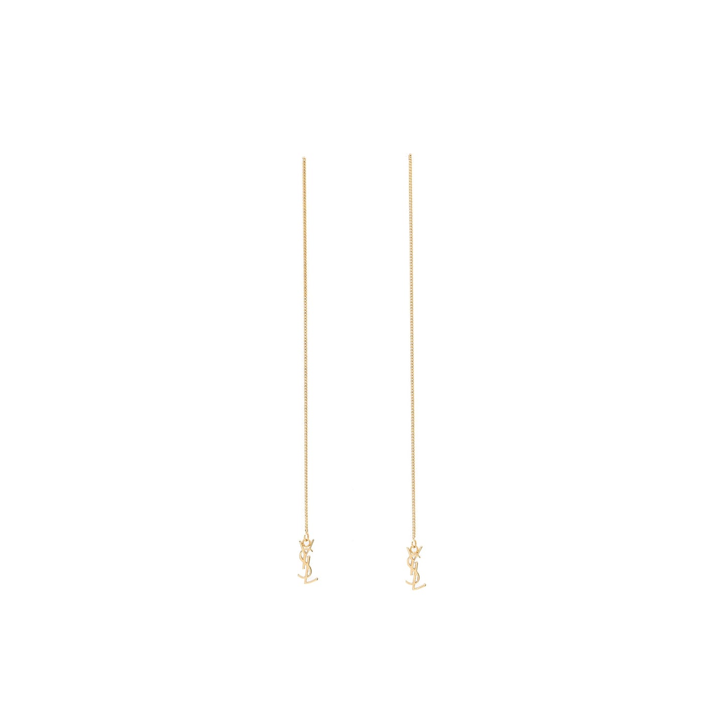 Saint Laurent/ Logo Dropped Earrings Gold Tone
