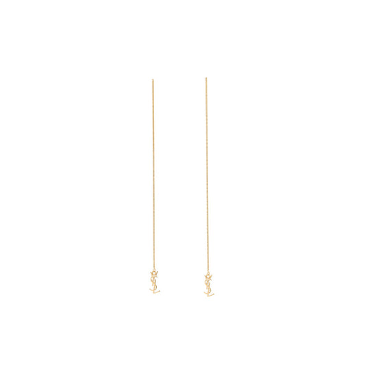Saint Laurent/ Logo Dropped Earrings Gold Tone