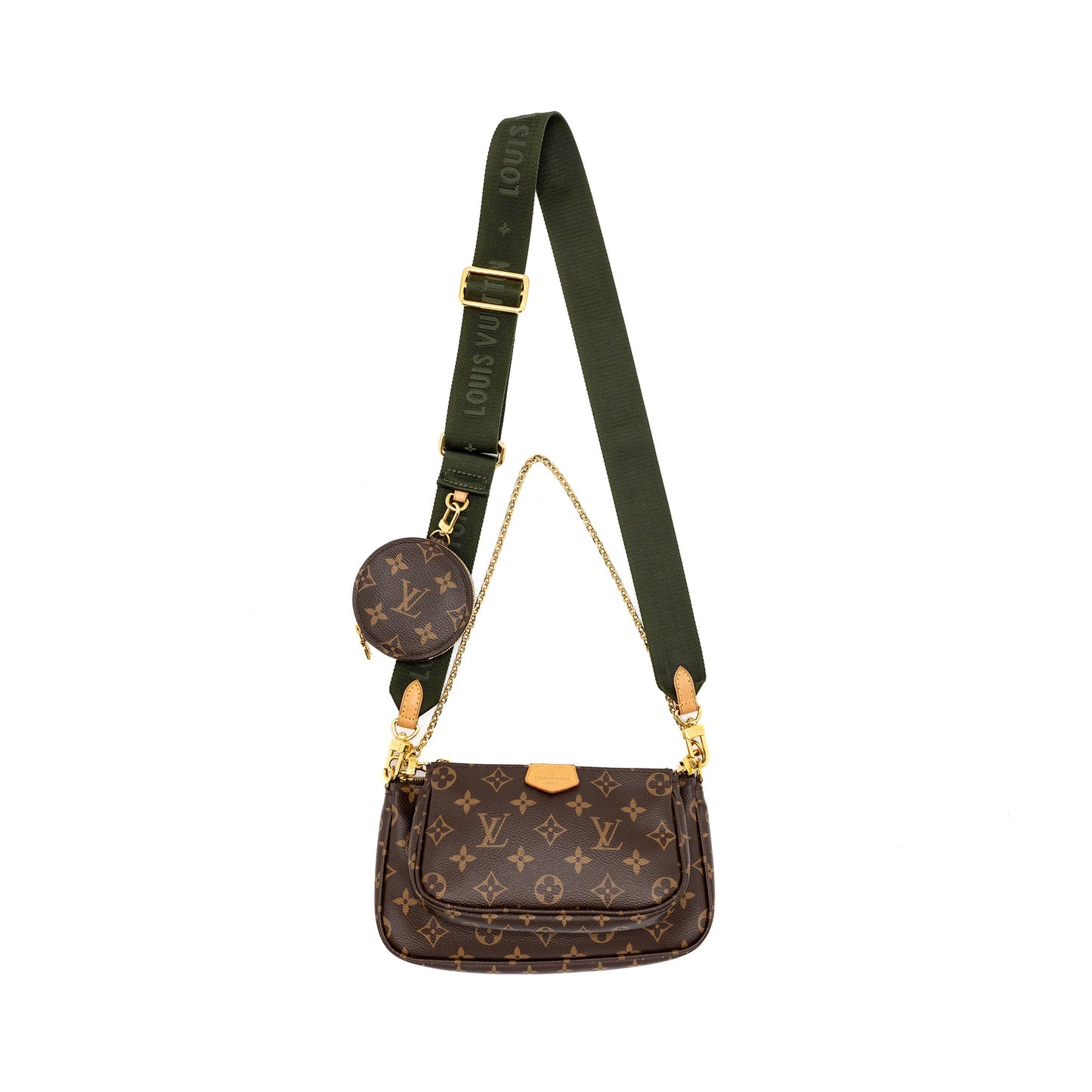 Louis Vuitton Multi Pochette Accessories Monogram Canvas Khaki Strap
