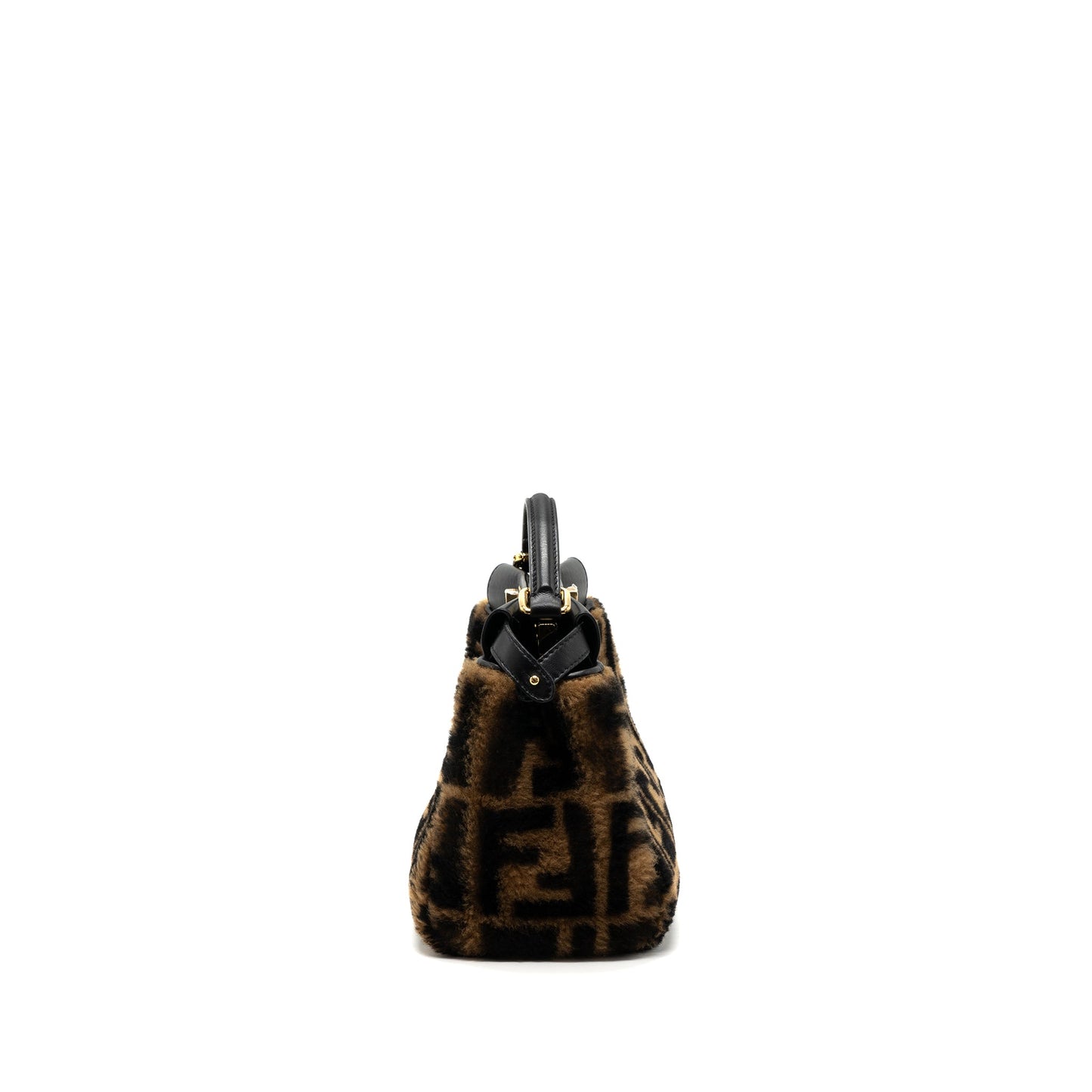 Fendi Mini Peekaboo Shearling Brown/ Black