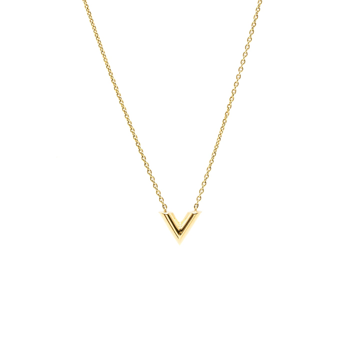 Louis Vuitton Essential V Necklace Gold Tone