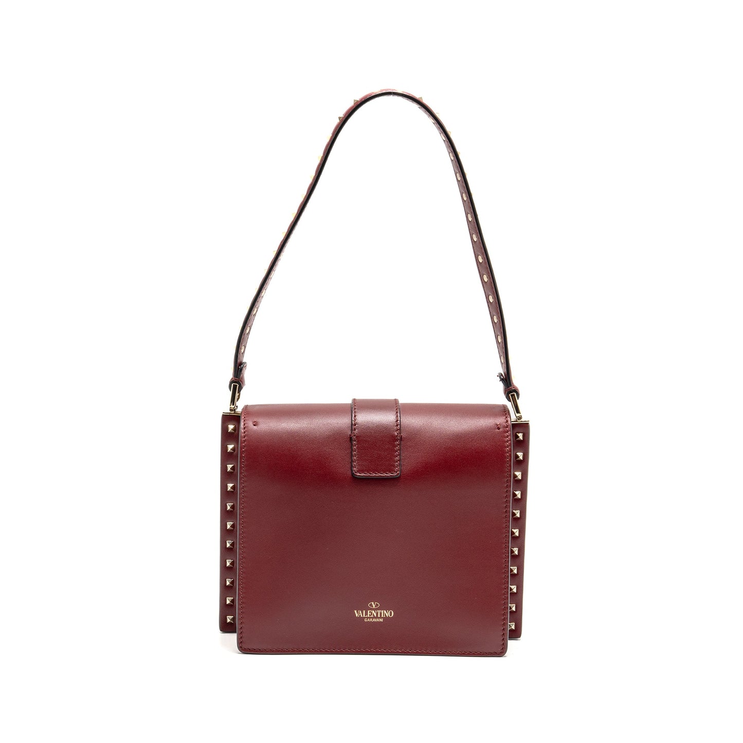 Valentino Garavani Rockstud Flap Purse Calfskin Red