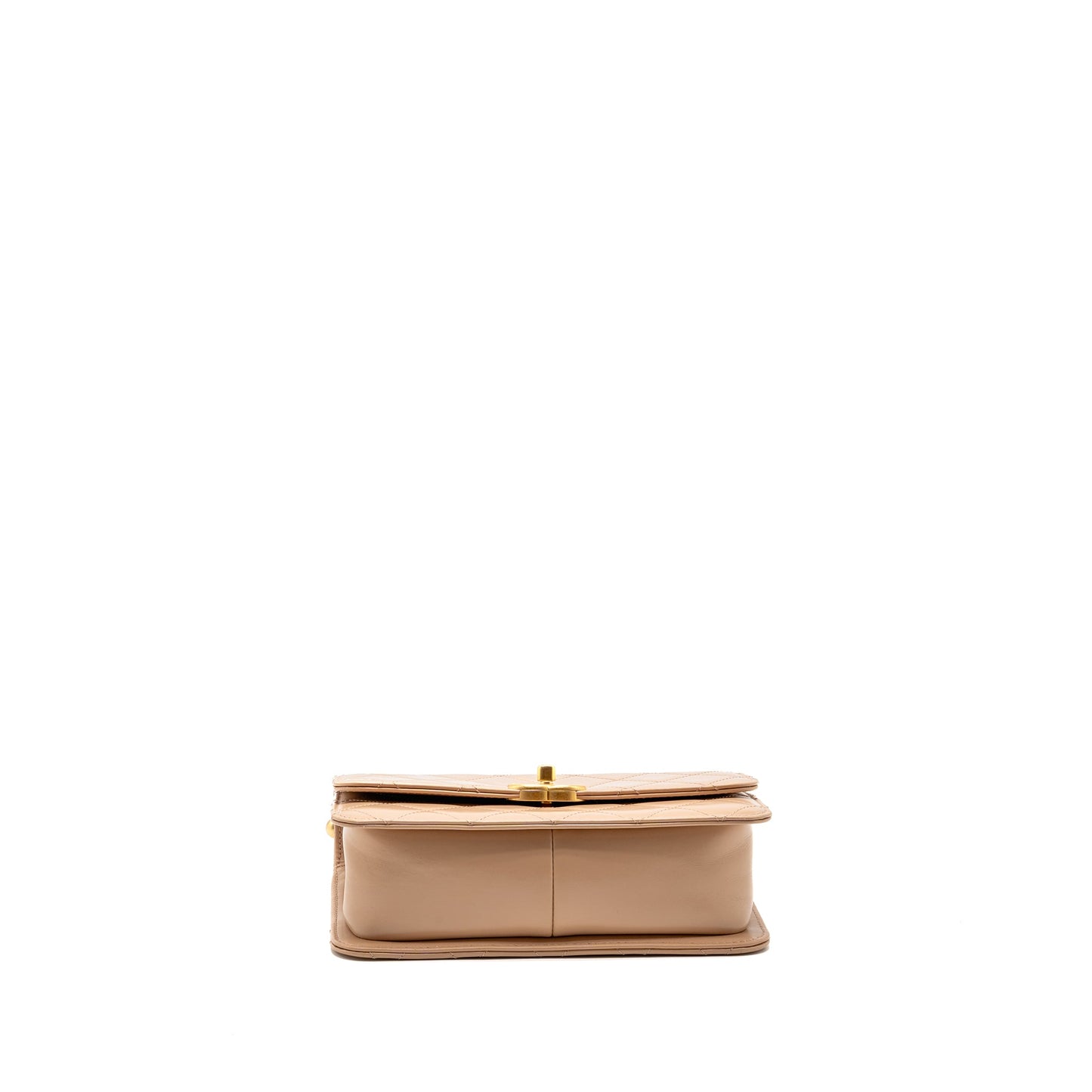 Chanel Gold Crush Flap Bag Calfskin Beige GHW (microchip)