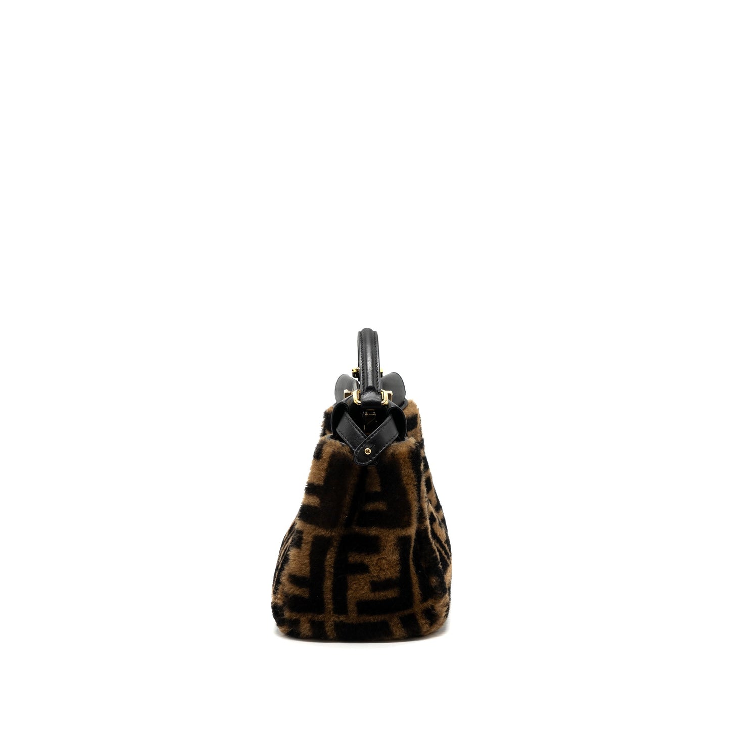Fendi Mini Peekaboo Shearling Brown/ Black