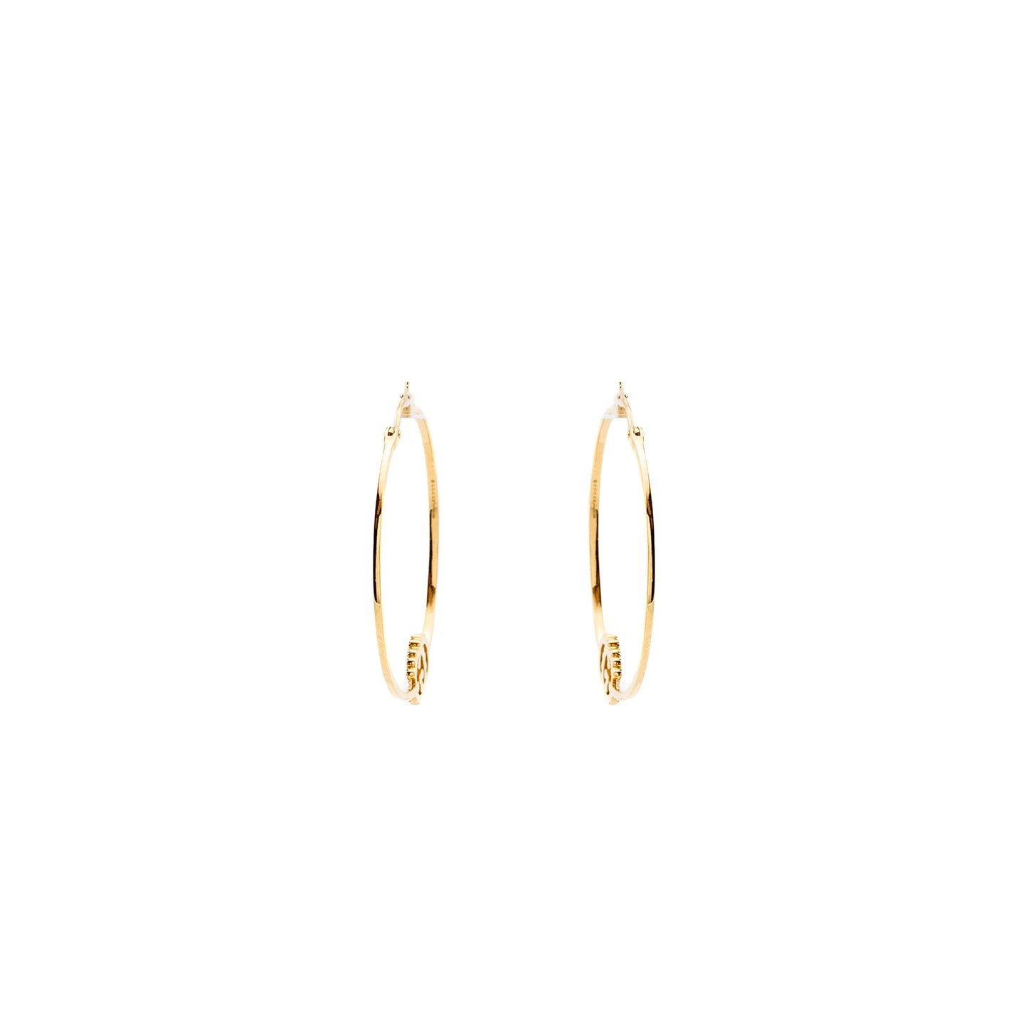 Gucci Logo Large Running Hoop Earrings 18K Yellow Gold/Diamonds