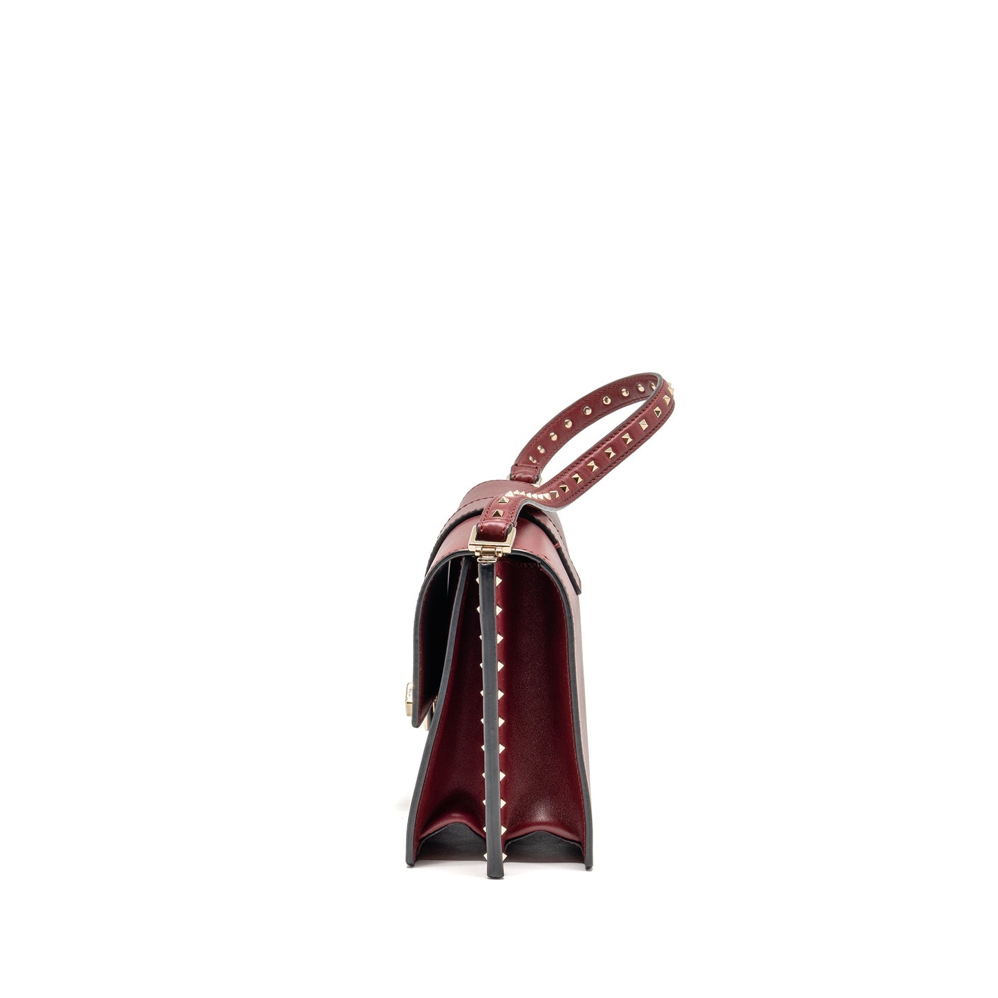 Valentino Garavani Rockstud Flap Purse Calfskin Red