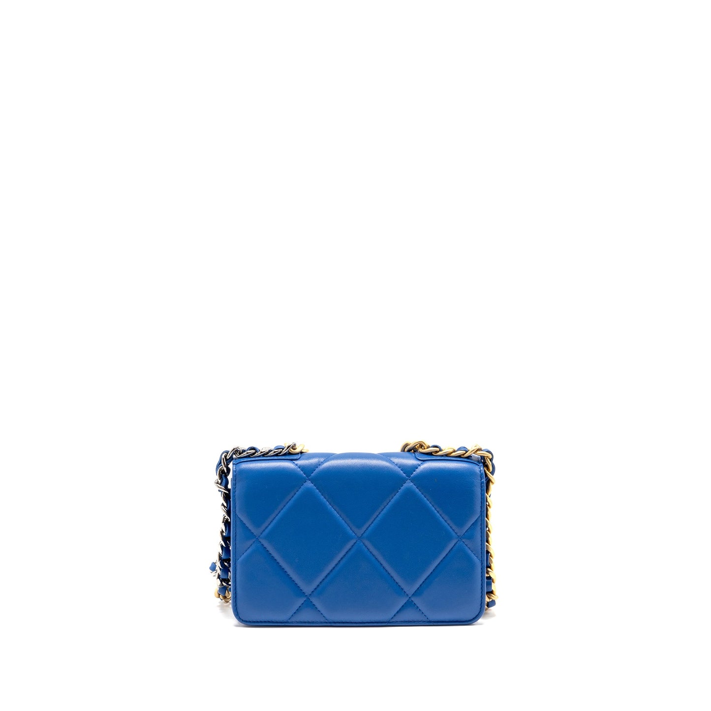 Chanel 19 Wallet On Chain Lambskin Blue Multicolour Hardware