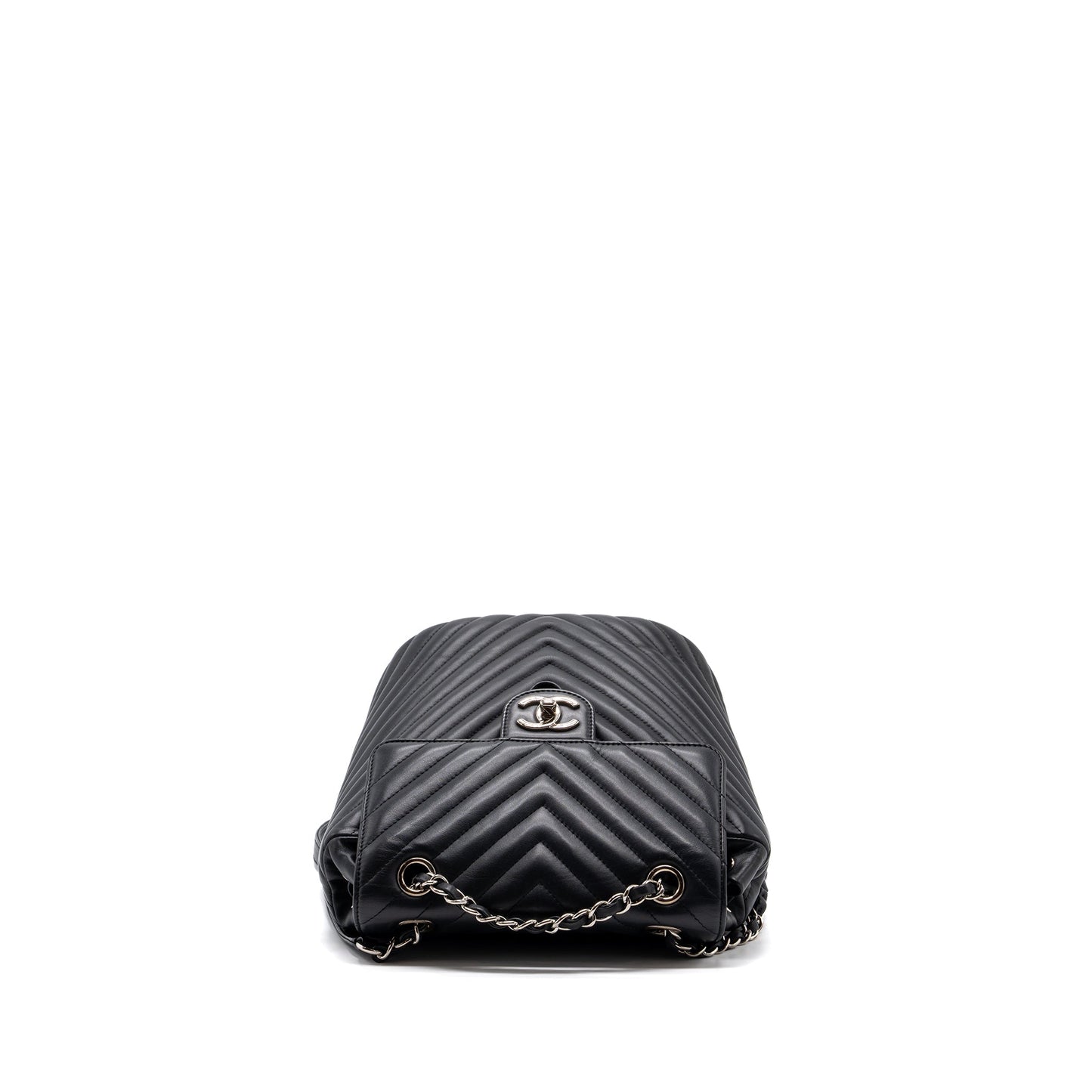 Chanel Small Urban Spirit Backpack Chevron Calfskin Black SHW