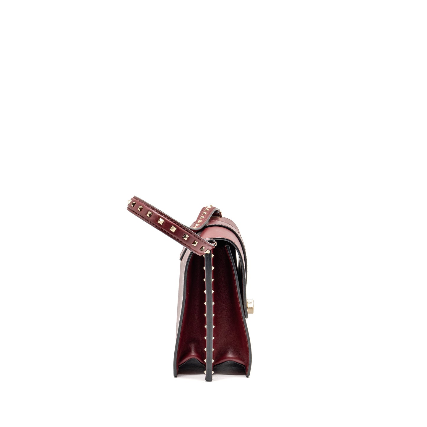Valentino Garavani Rockstud Flap Purse Calfskin Red
