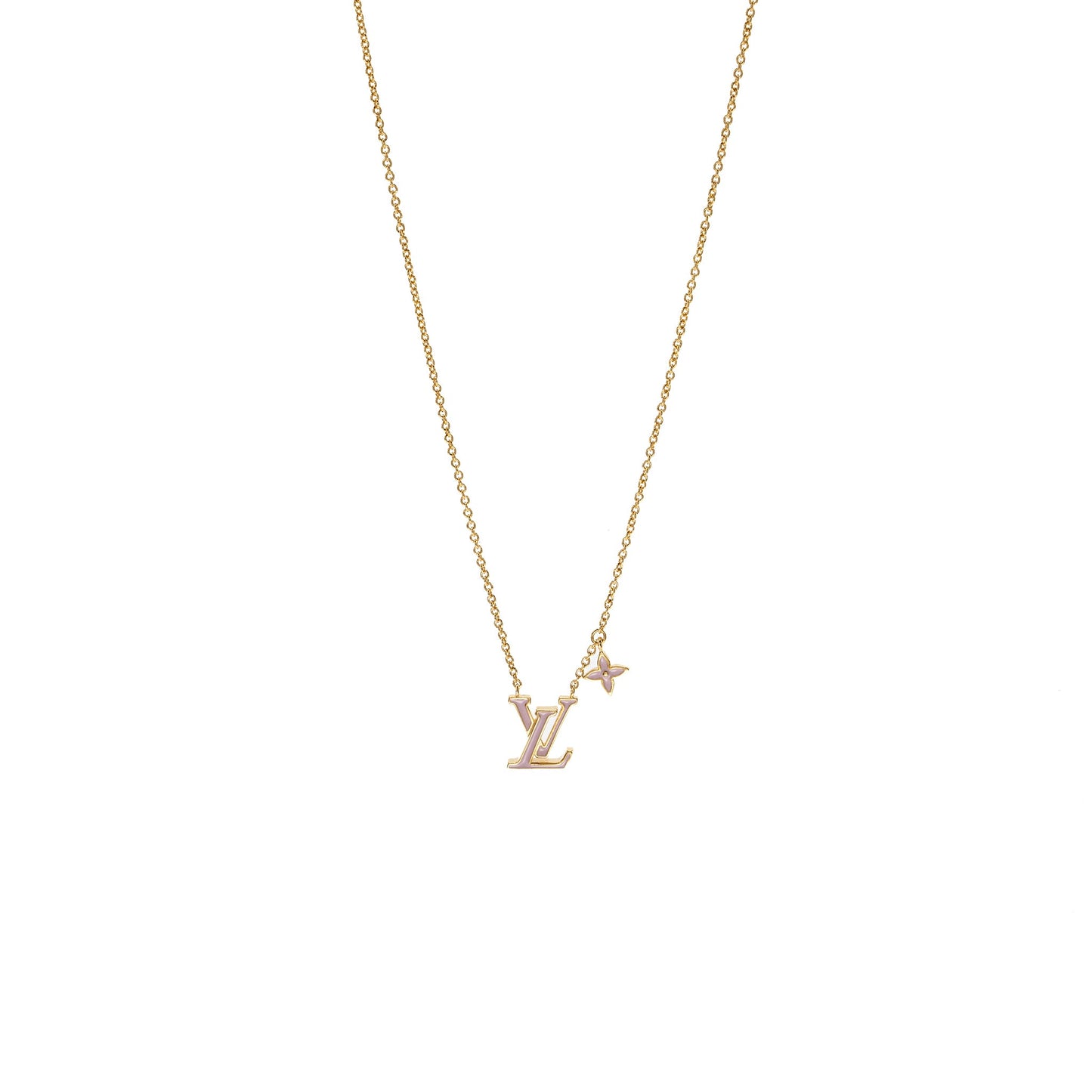 Louis Vuitton Iconic Enamel Necklace light pink gold tone