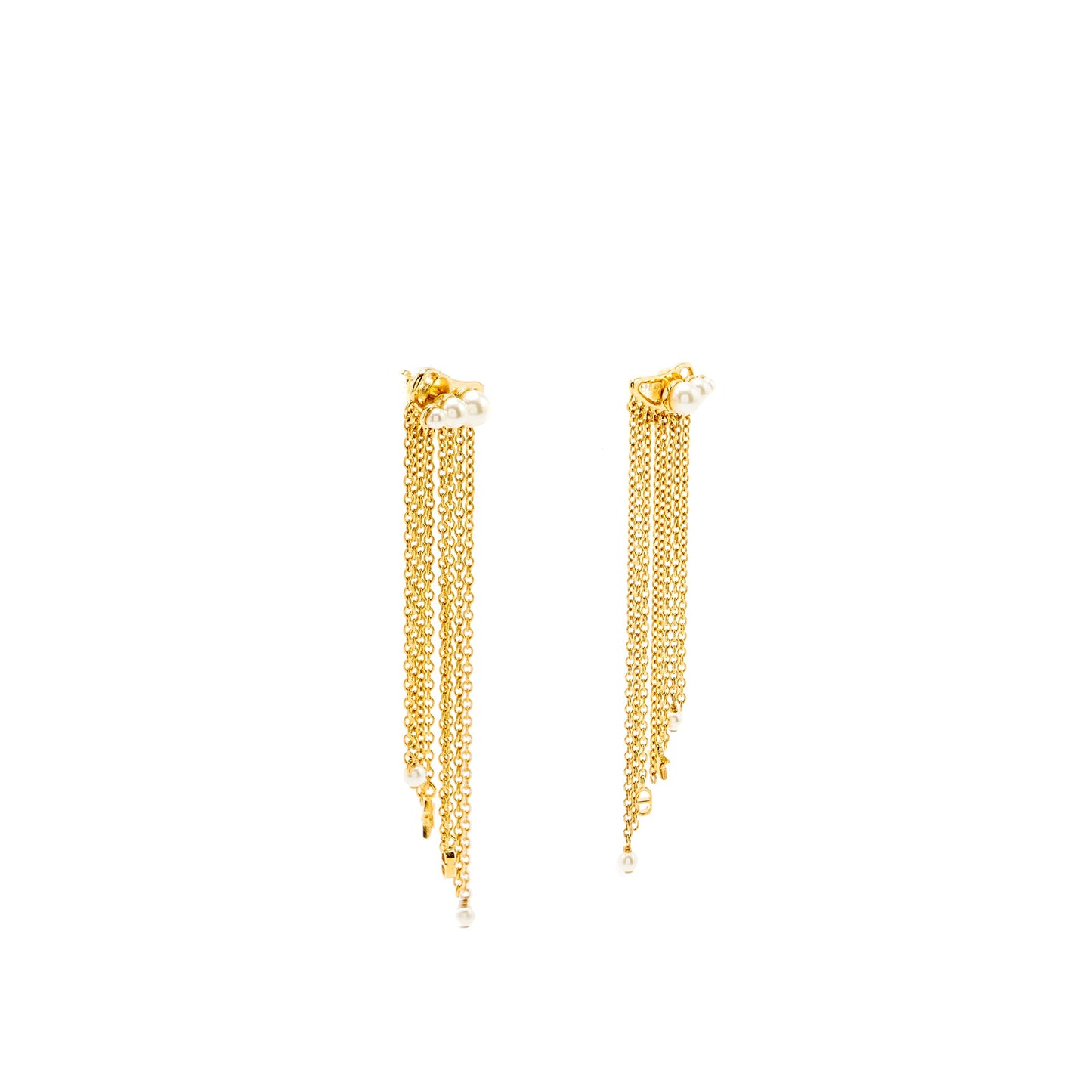 Star Pearls Dropped Earrings Gold Tone
