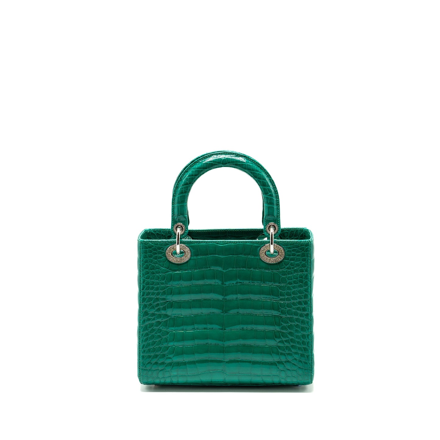 Dior medium lady dior crocodile green with crystal
