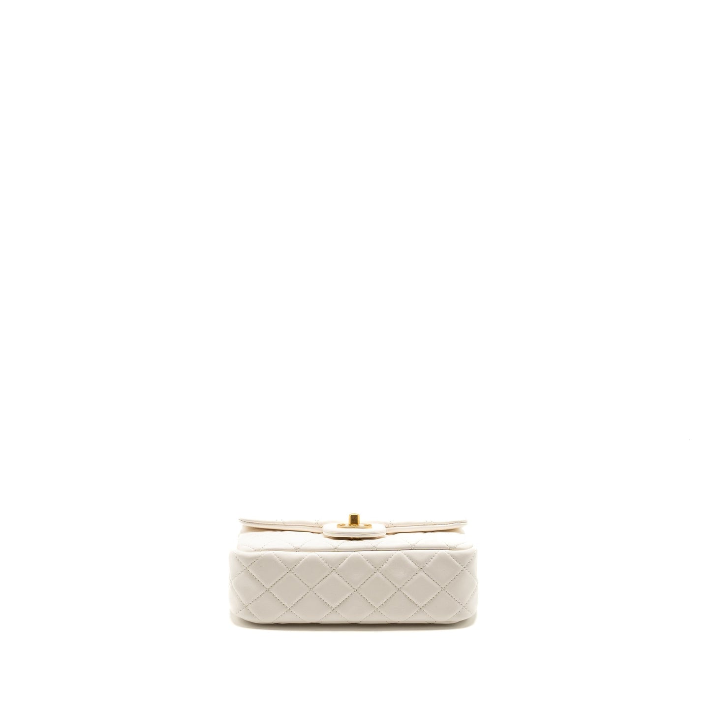Chanel pearl crush mini rectangular flap bag lambskin White GHW(microchip)