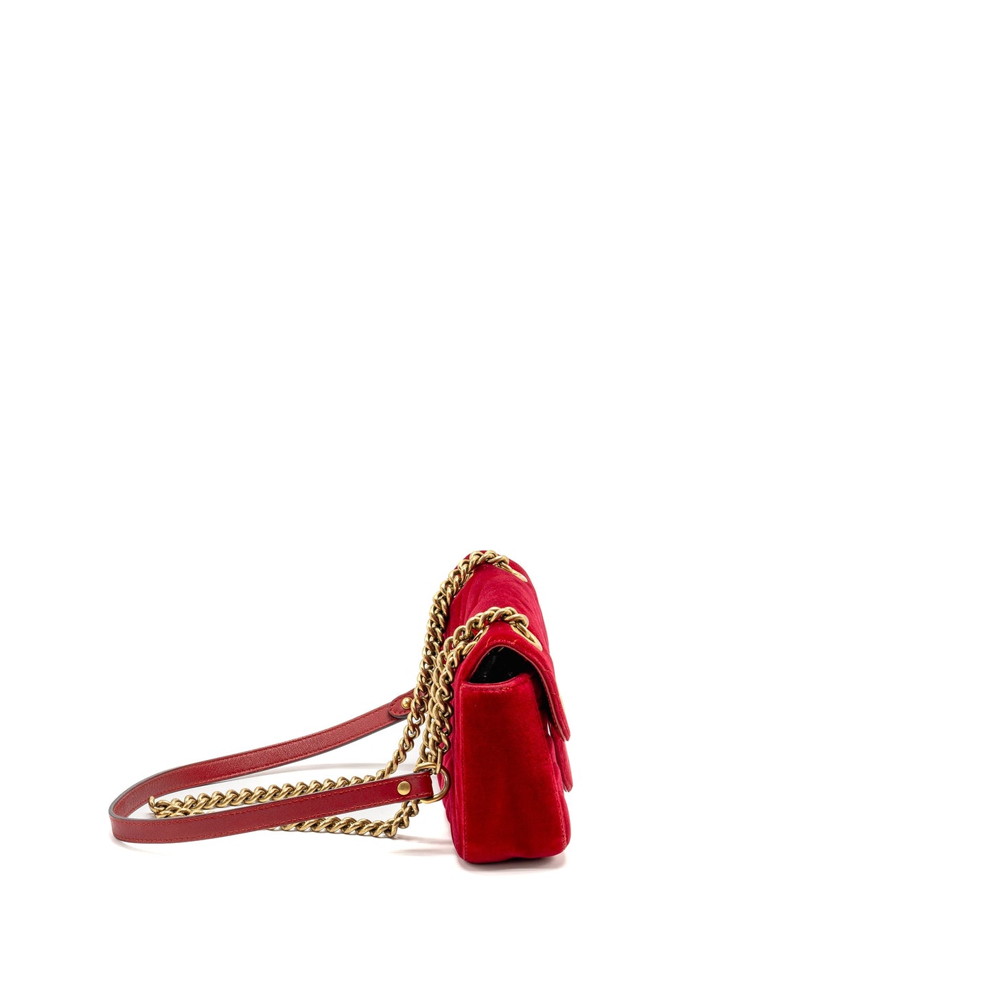Gucci Small Marmont Purse Velvet Red