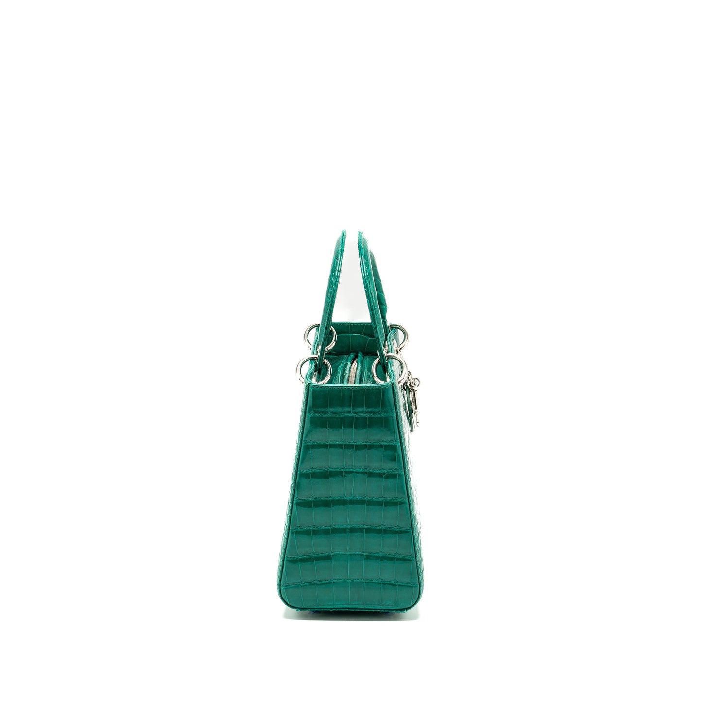 Dior medium lady dior crocodile green with crystal