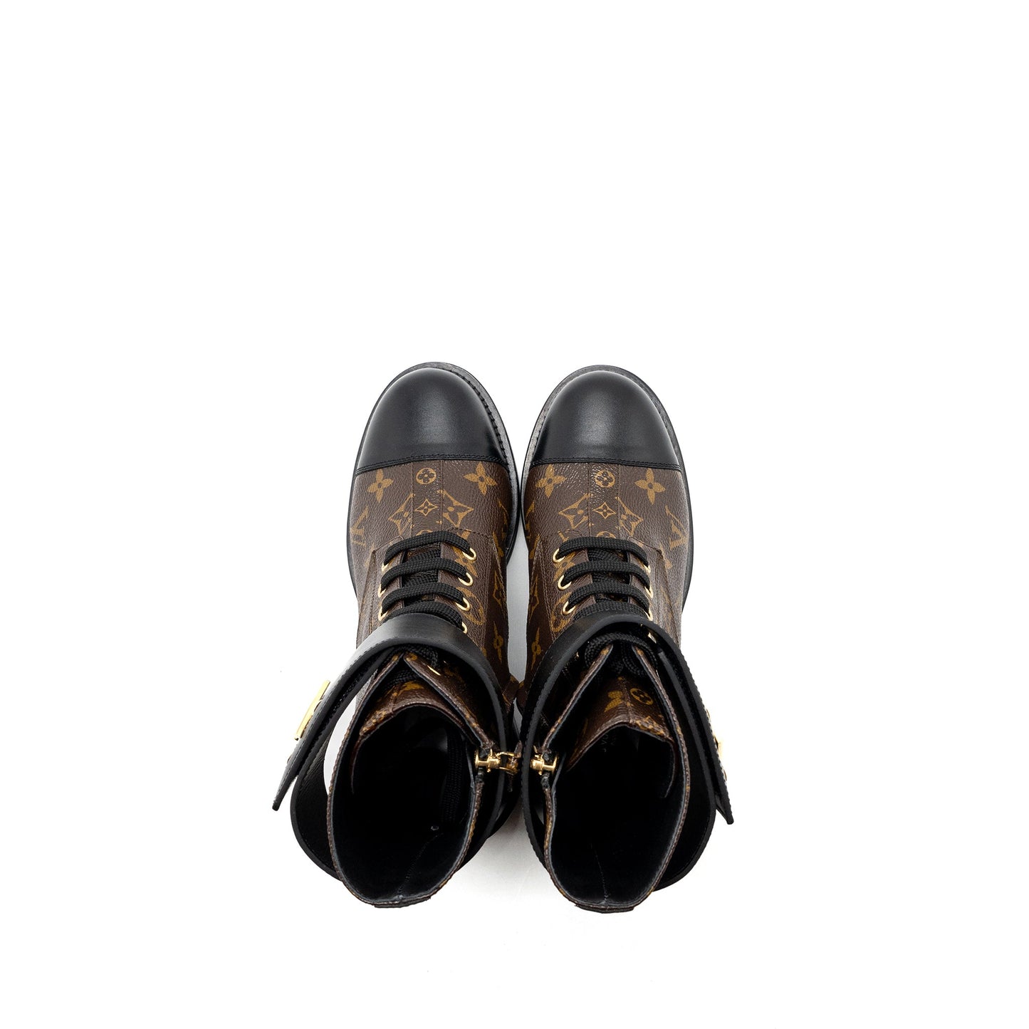 Louis Vuitton Size 37 Wonderland Flat Ranger Ankle Boots Monogram canvas/leather