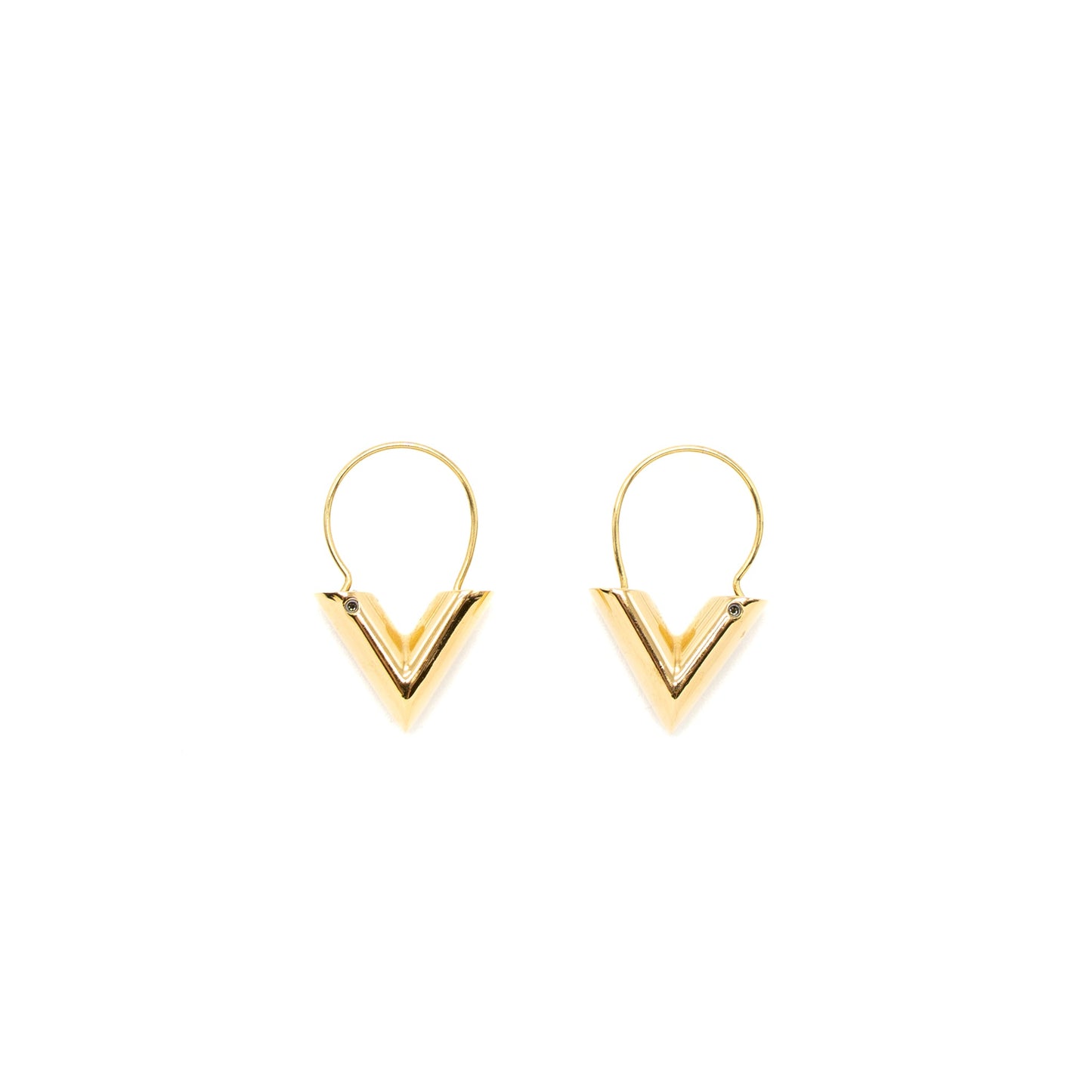 Louis Vuitton Essential V Hoops Earrings Gold Tone